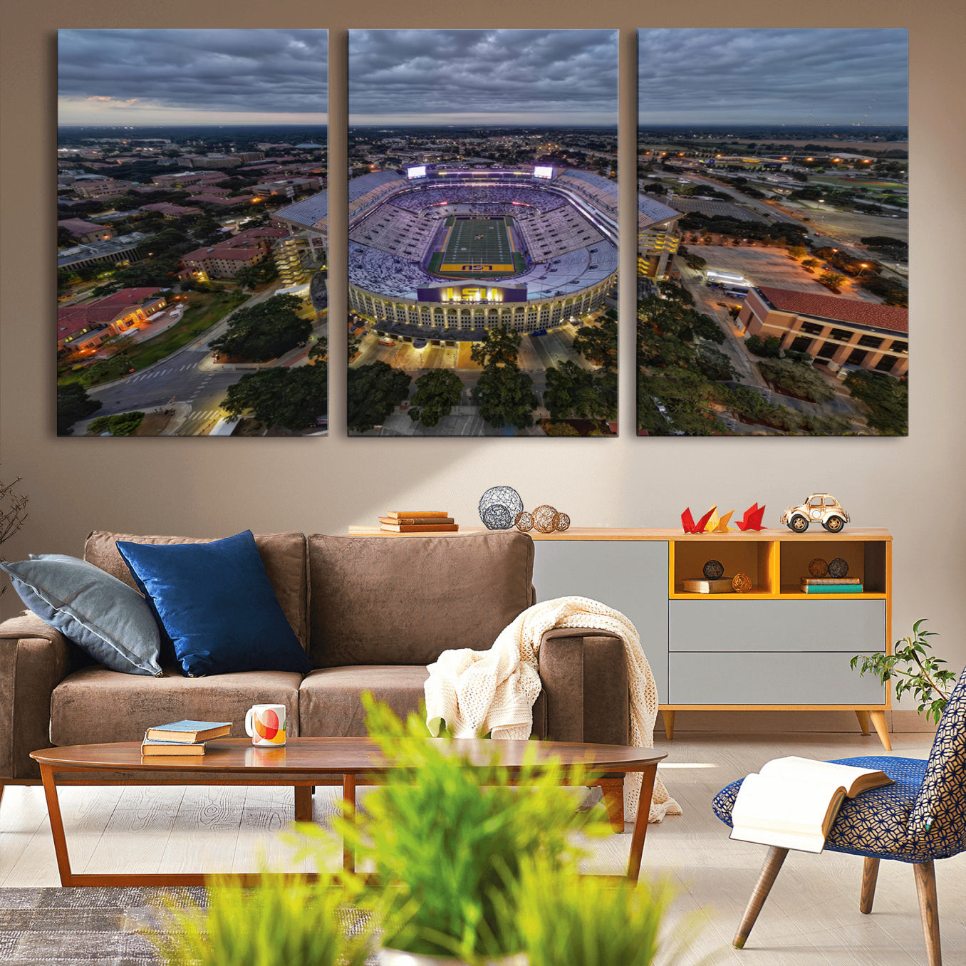 -The Louisiana State University Tigers Football Team Print - Baton Rouge Tiger Stadium Wall Art