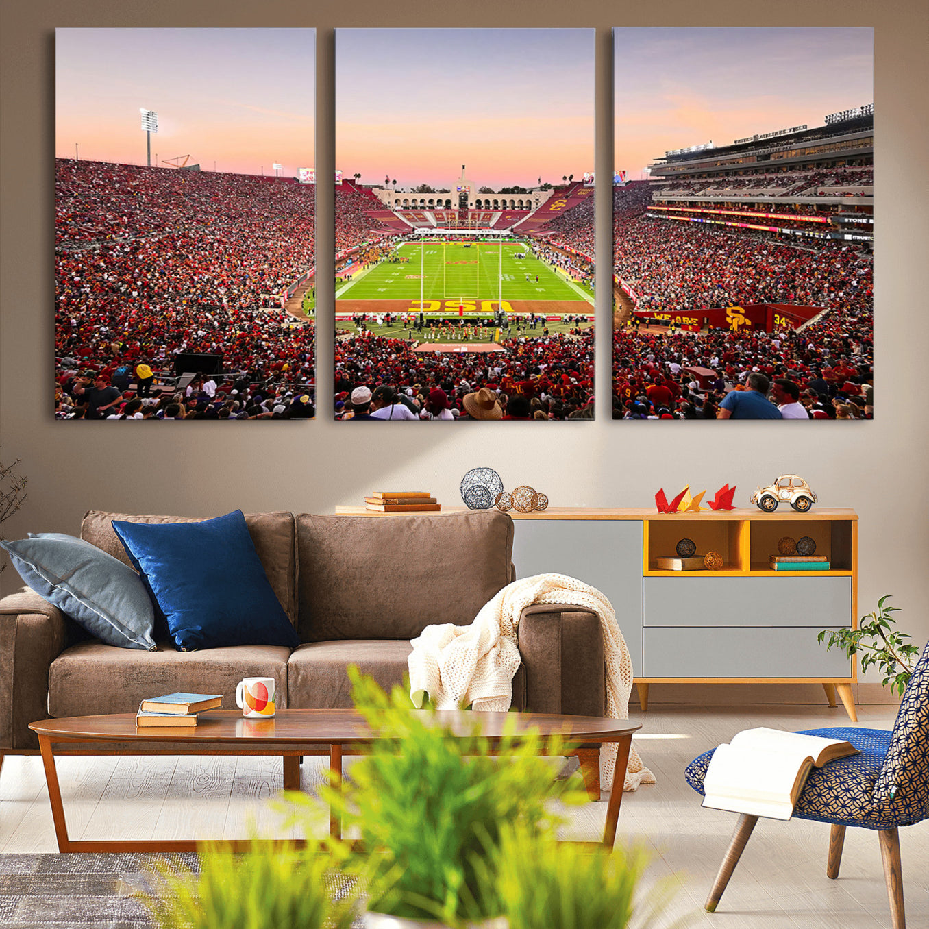 -The University of Southern California USC Trojans Football Team Print - Los Angeles Memorial