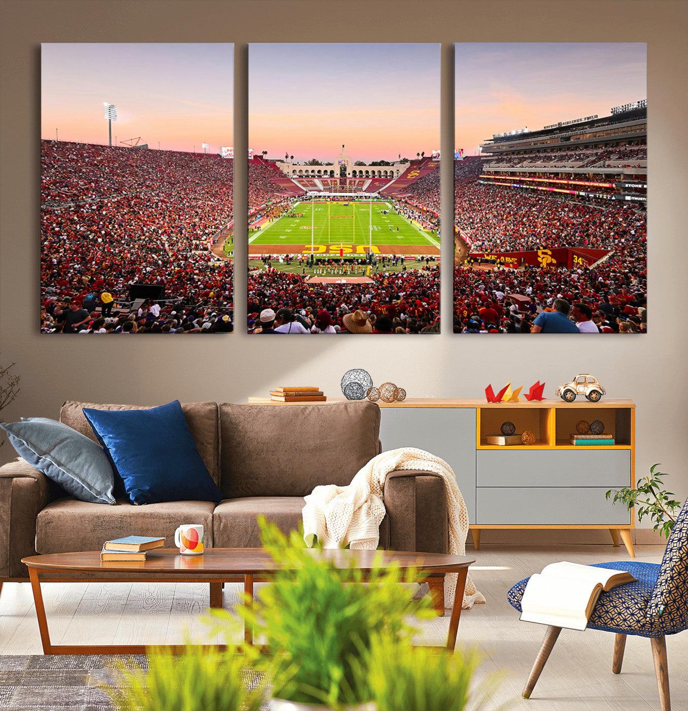 -The University of Southern California USC Trojans Football Team Print - Los Angeles Memorial