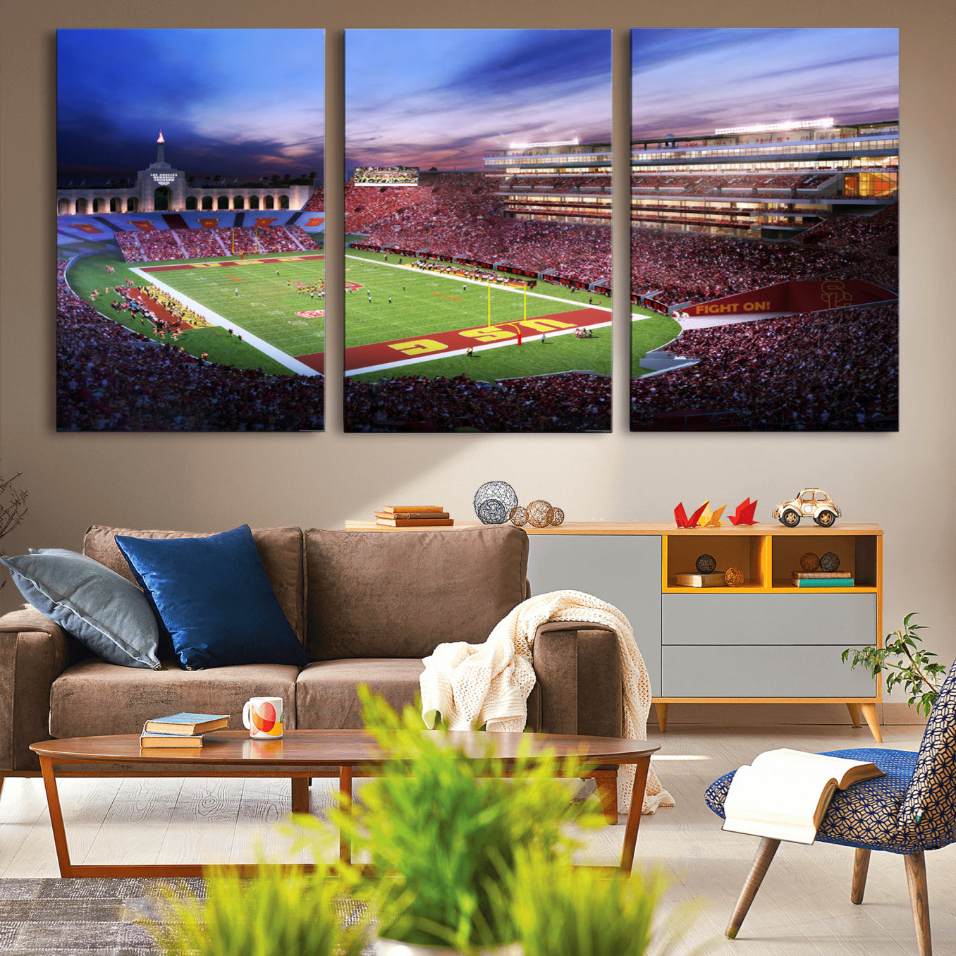 -The University of Southern California USC Trojans Football Team Print - Los Angeles Memorial