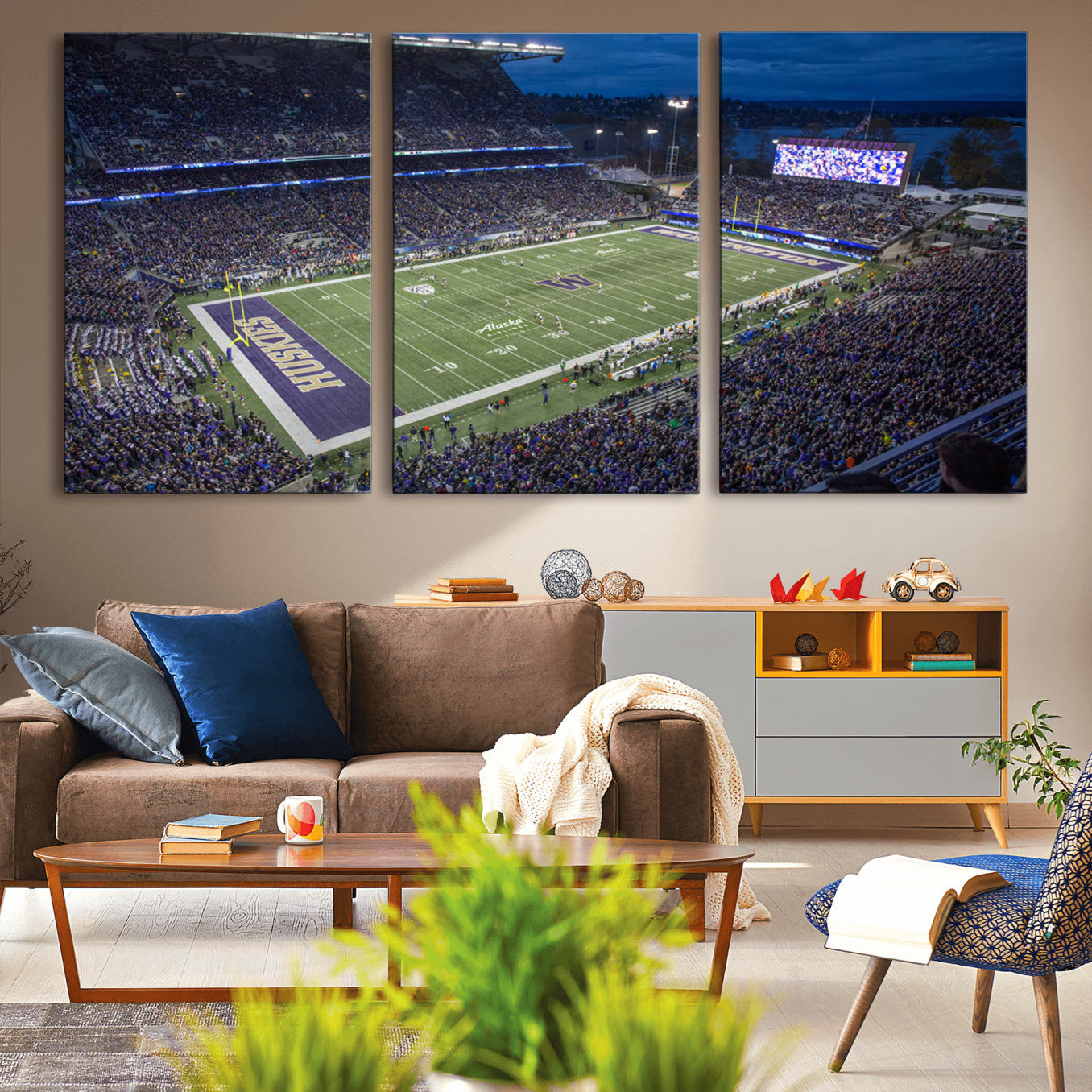 -The University of Washington Huskies Football Team Print - Seattle Husky Stadium Wall Art Canvas
