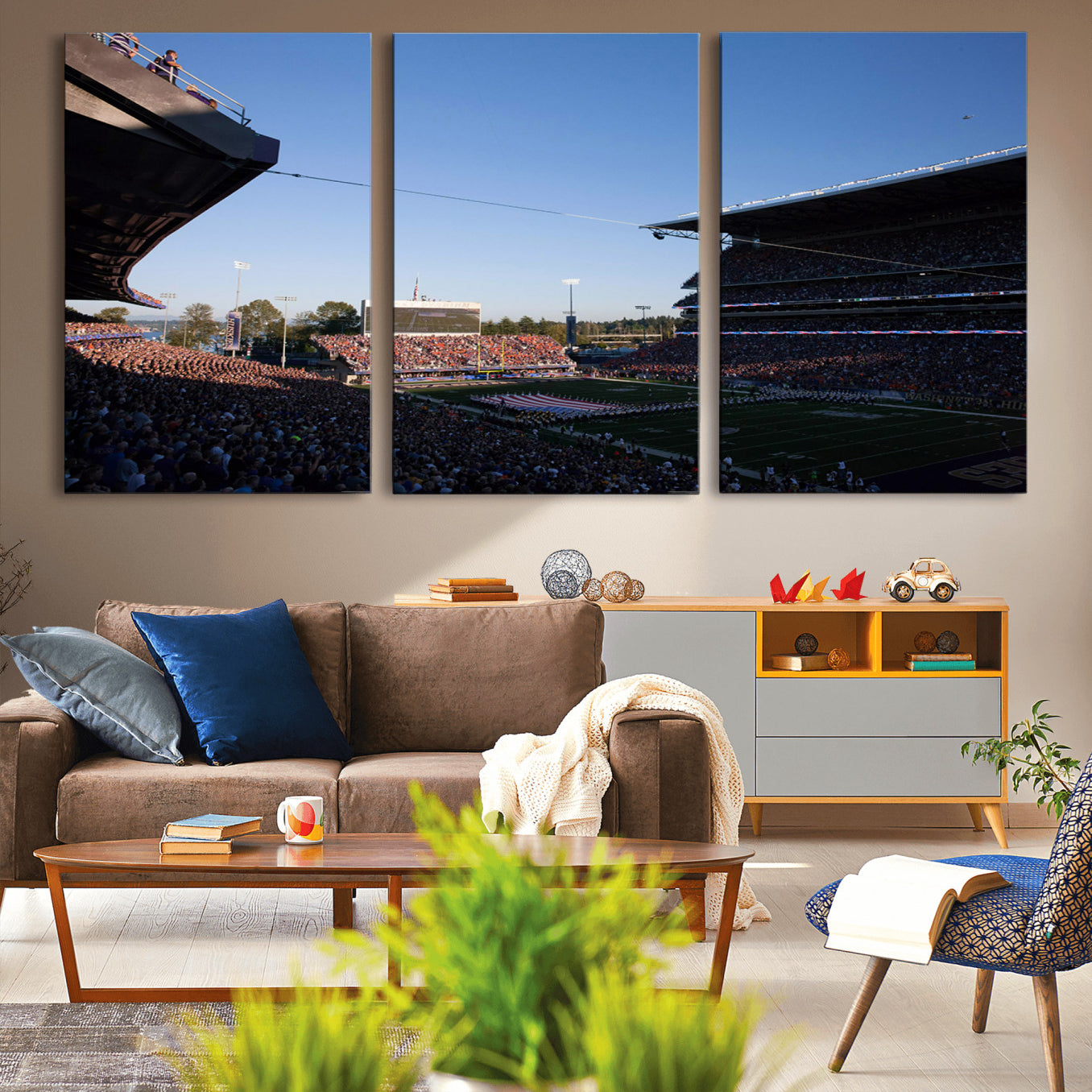 -The University of Washington Huskies Football Team Print - Seattle Husky Stadium Wall Art Canvas