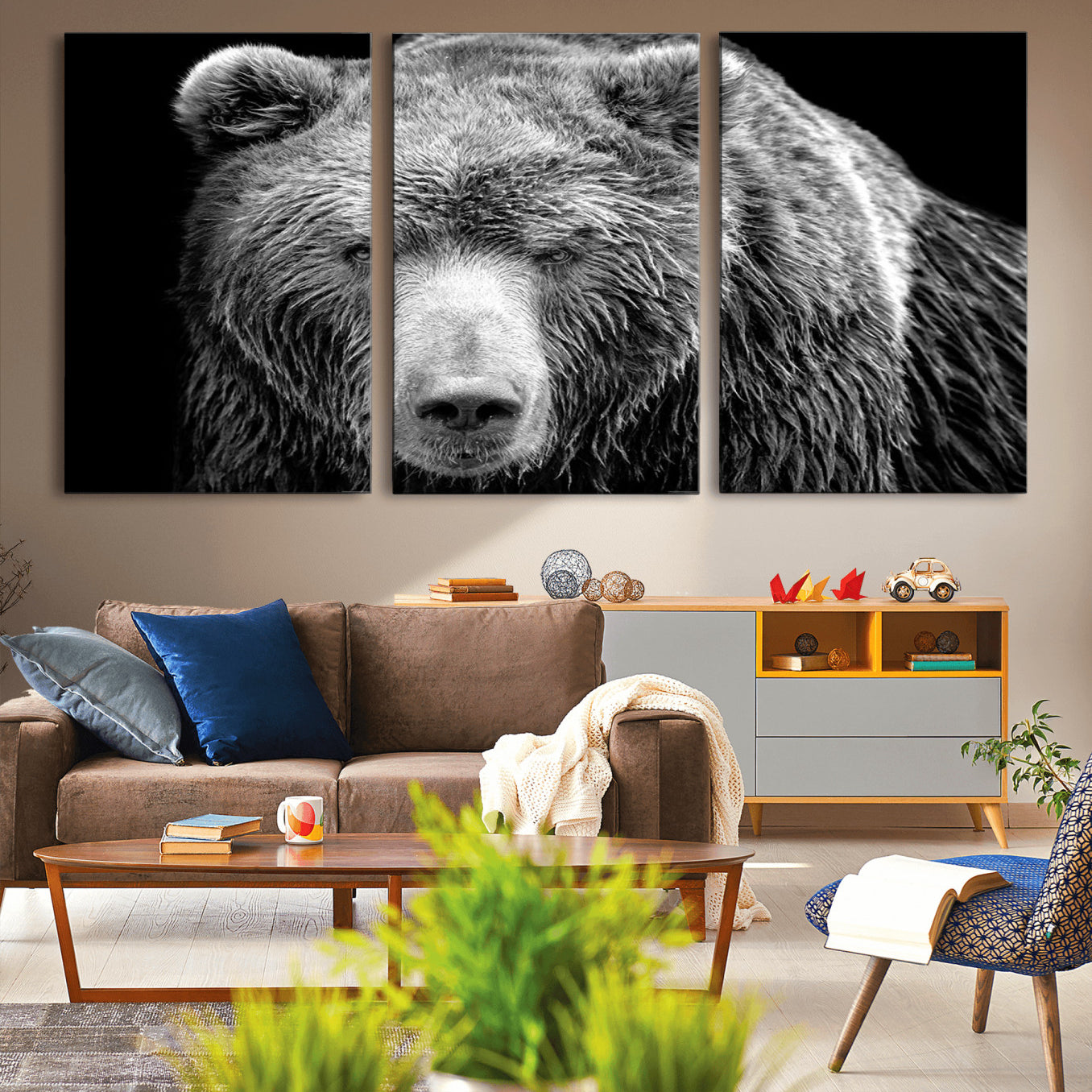 -399 Grizzly Bear Canvas Print | Ready to Hang Wall Art | Rustic Farmhouse & Cabin Decor | Wildlife