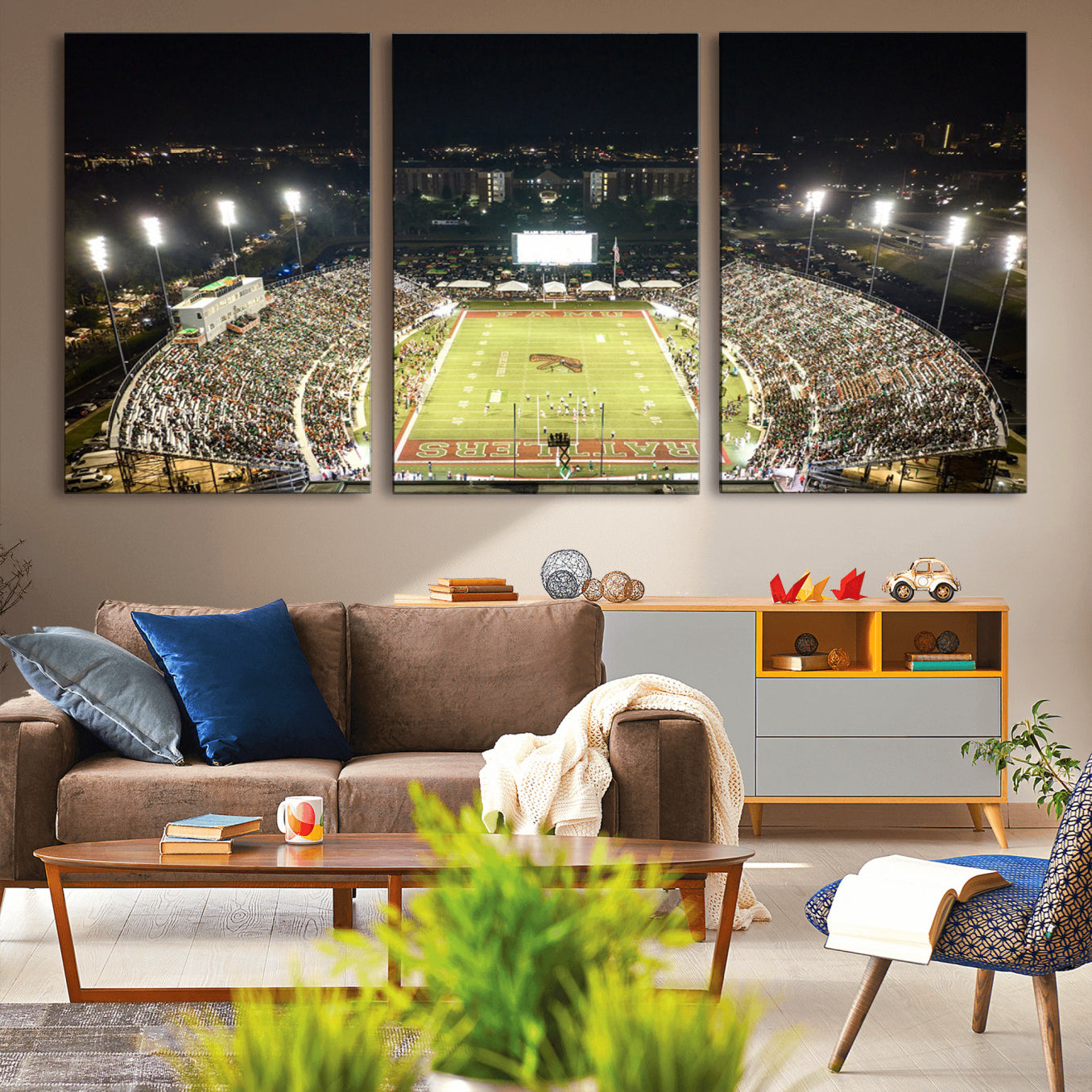 -Florida A&M Rattlers Football Team Print - Tallahassee Bragg Memorial Stadium Wall Art Canvas Print