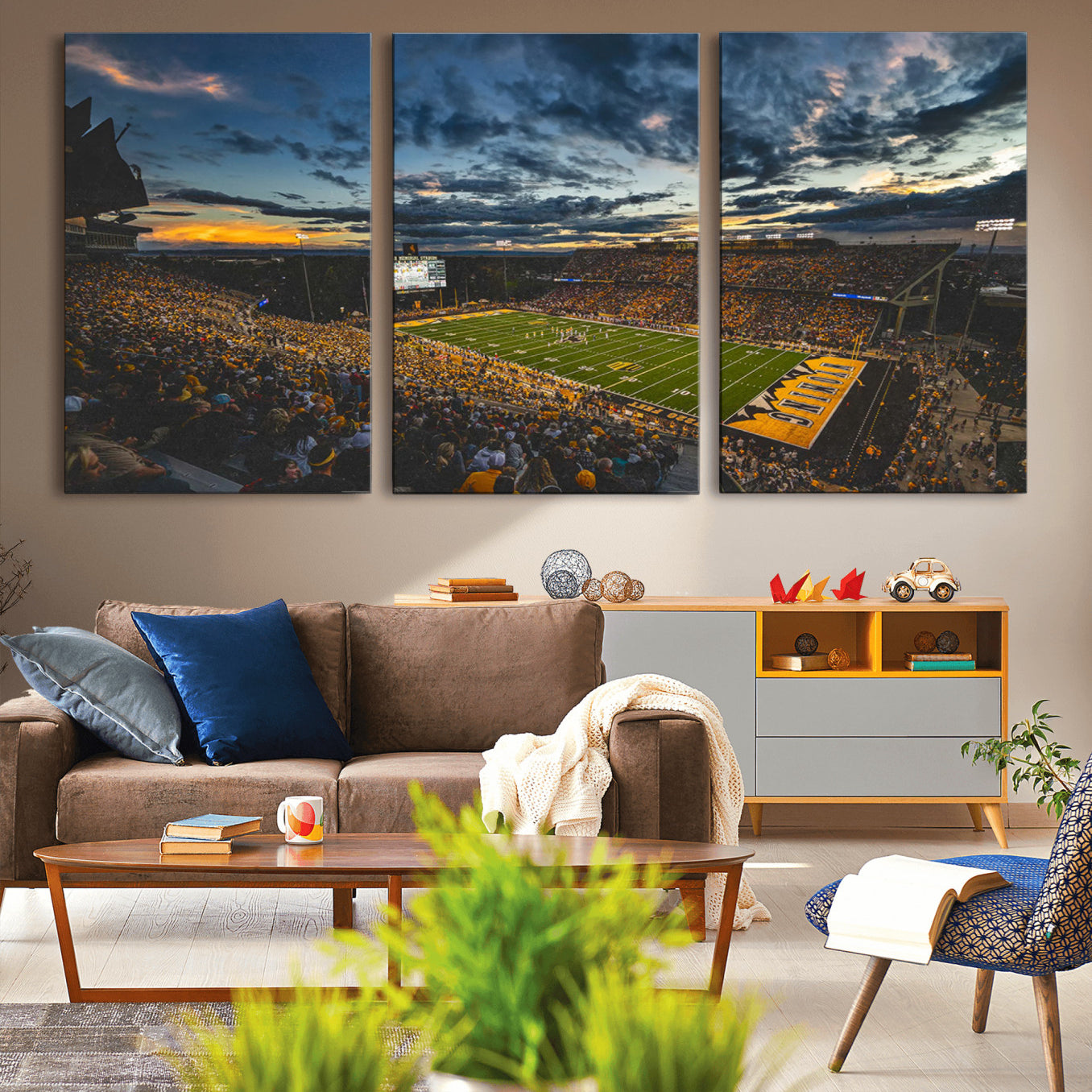 -University of Wyoming Cowboys Football Team Print - Laramie War Memorial Stadium Wall Art Canvas