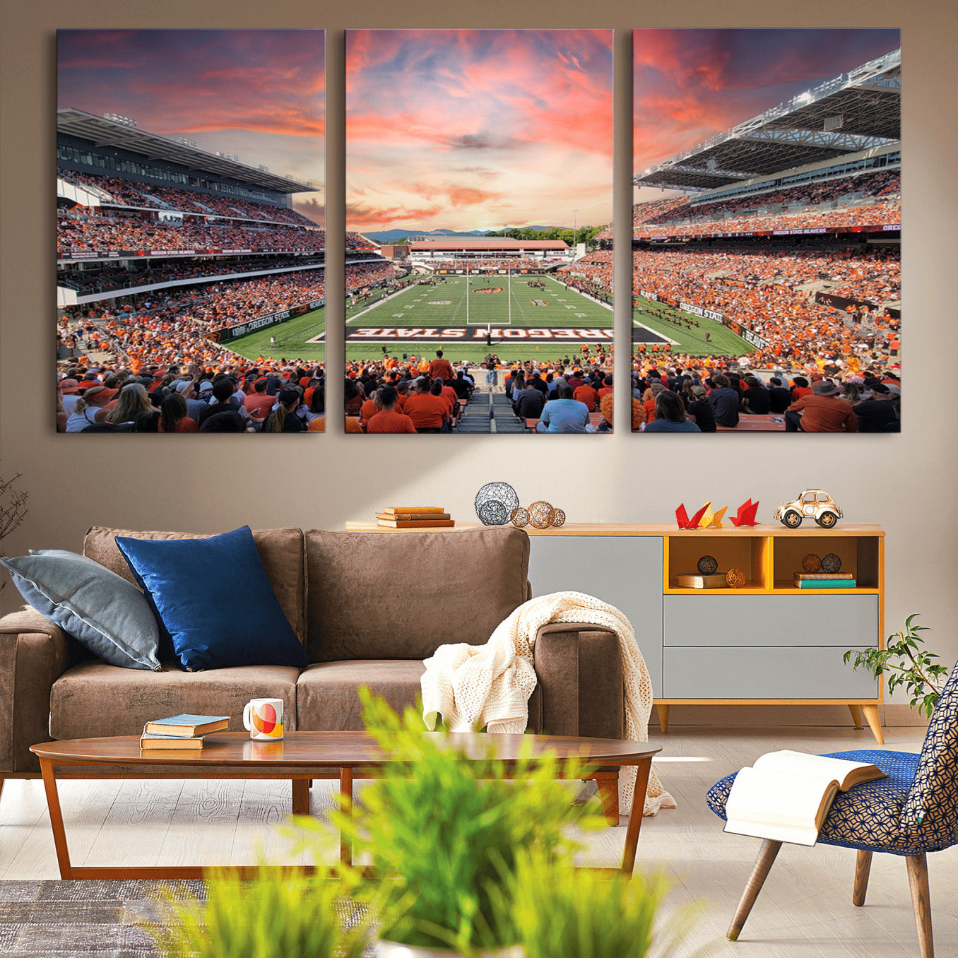 -Oregon State Beavers Football Team Print - Corvallis Reser Stadium Wall Art Canvas Print