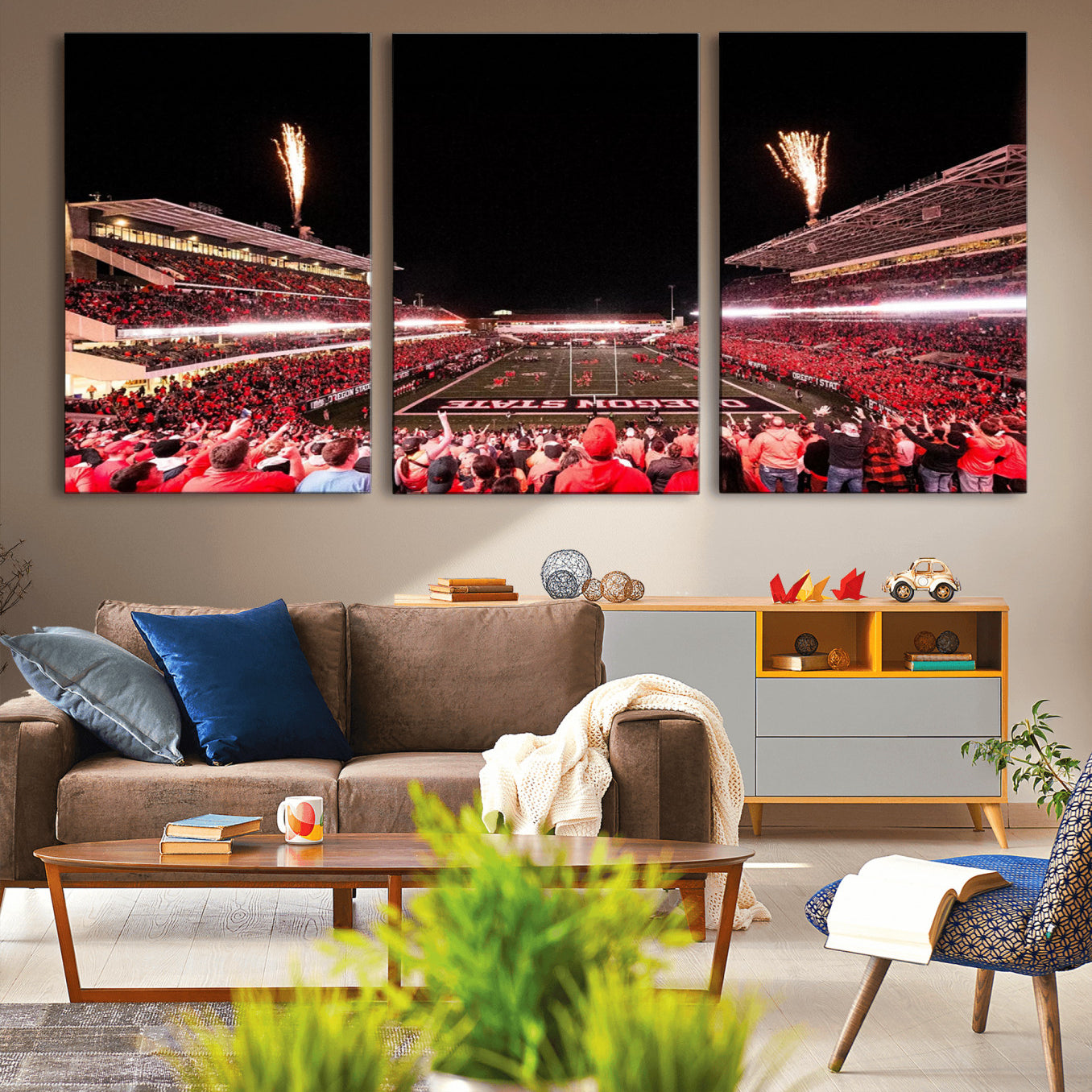 -Oregon State Beavers Football Team Print - Corvallis Reser Stadium Wall Art Canvas Print