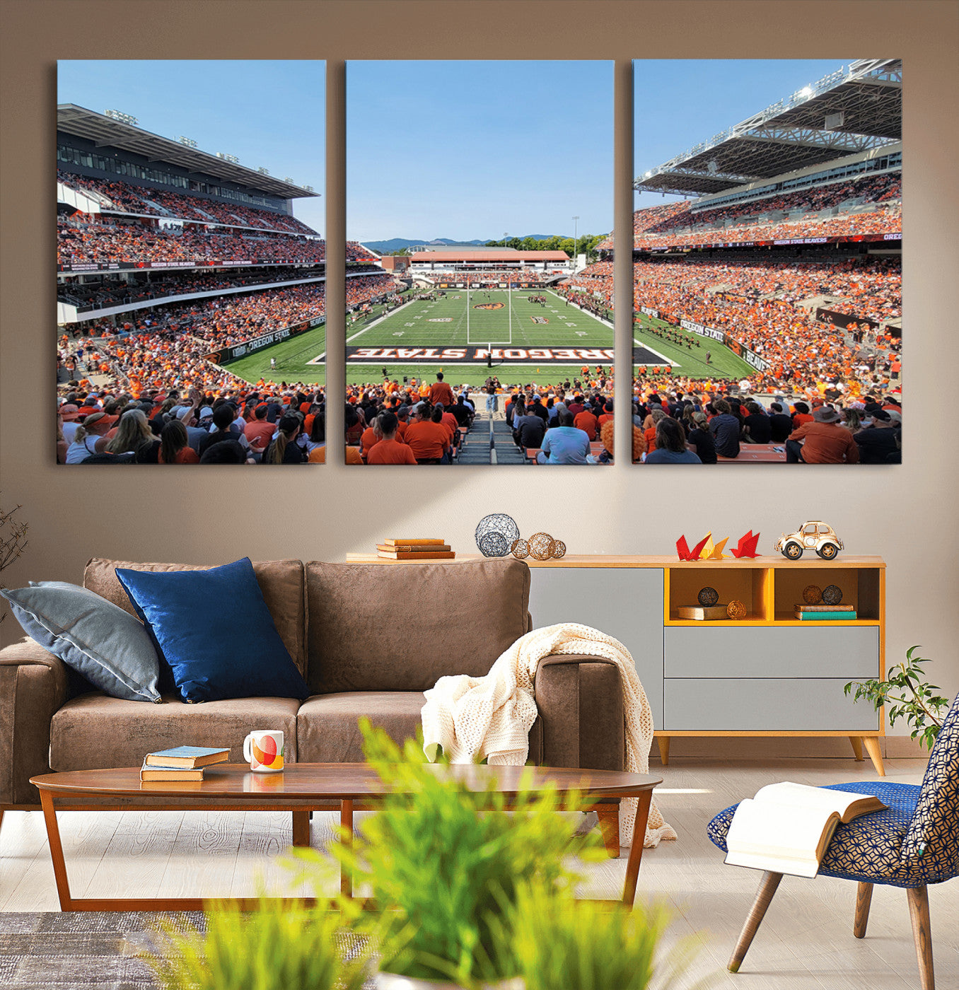 35211-MGV-CV-36X24-Oregon State Beavers Football Team Print - Corvallis Reser Stadium Wall Art Canvas Print