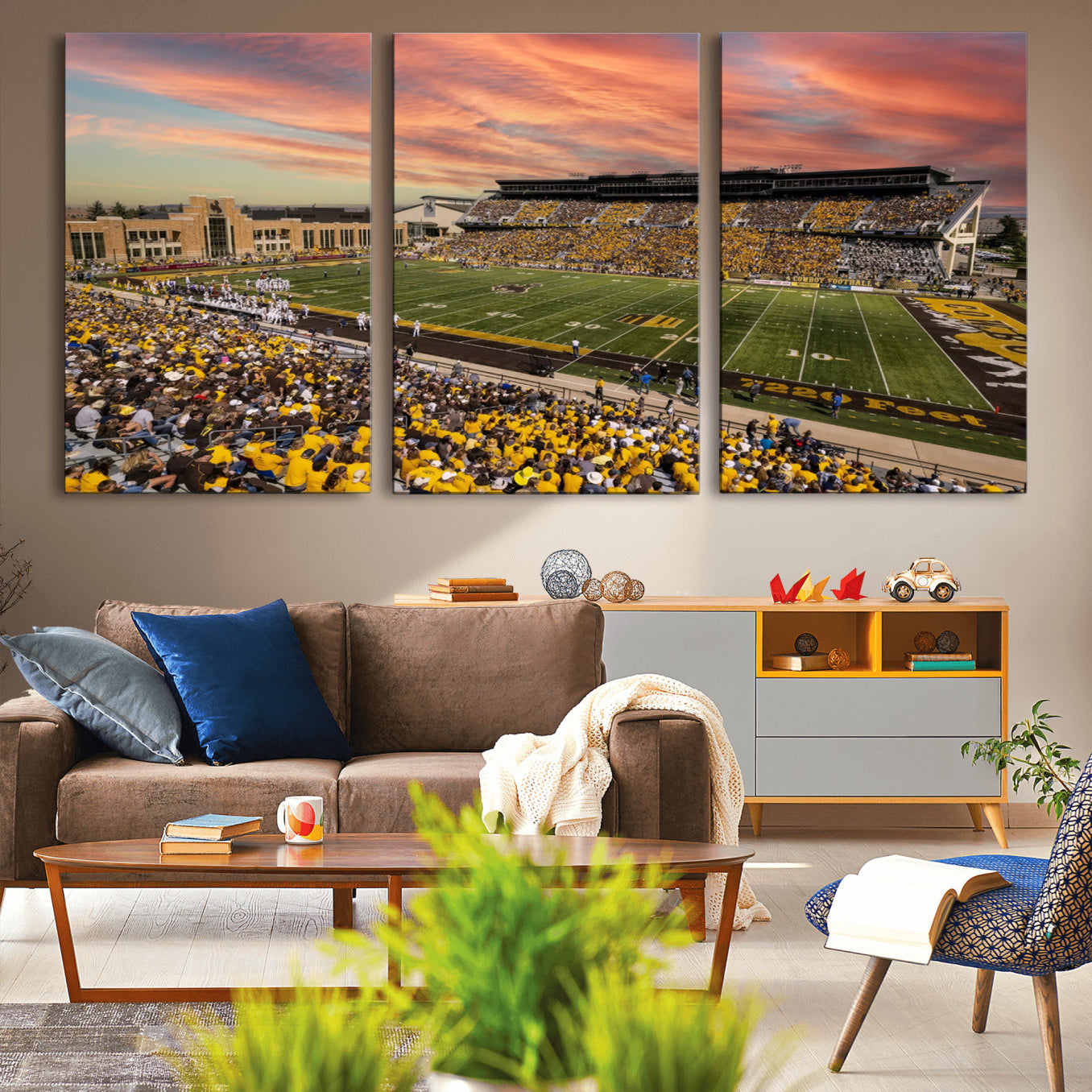 -University of Wyoming Cowboys Football Team Print - Laramie Jonah Field War Memorial Stadium Wall