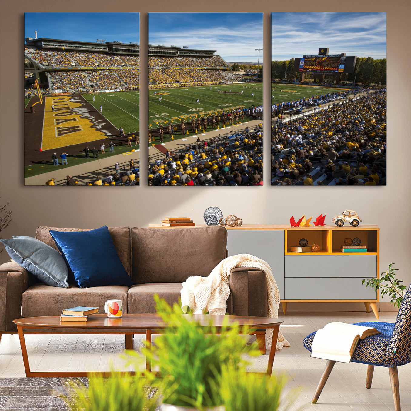 -University of Wyoming Cowboys Football Team Print - Laramie Jonah Field War Memorial Stadium Wall