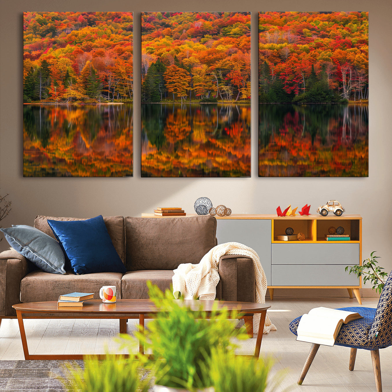 -Fall Foliage Wall Art - Autumn Reflection Canvas Print, Stunning Fall Foliage Wall Art, Serene Lake