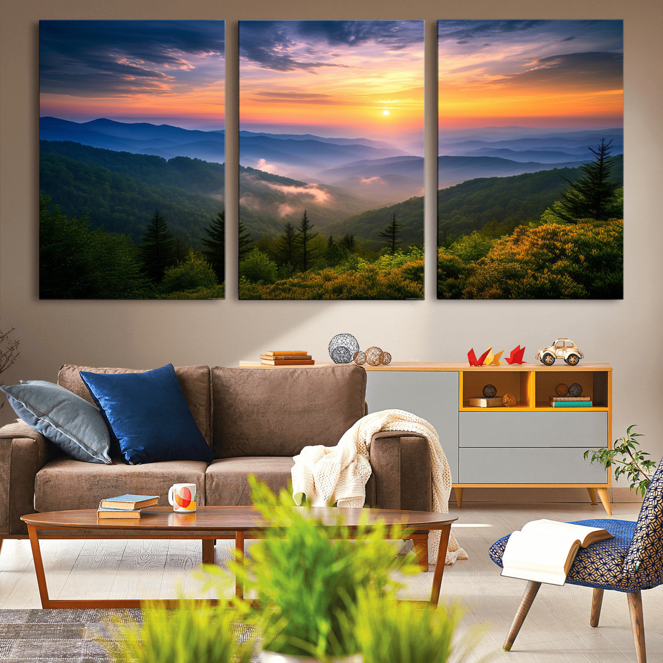 -Majestic Mountain Sunrise Print | Landscape Wall Art | Canvas Print Ready to Hang | Farmhouse Wall