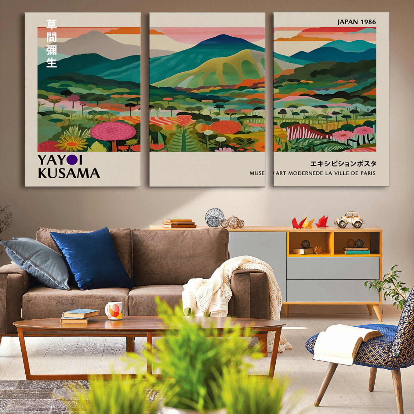 83384-MGV-CV-36X24-Yayoi Kusama Japan 1986 Canvas – Wabi Sabi Japanese Vibrant Abstract Wall Art Contemporary Canvas for Home, Office