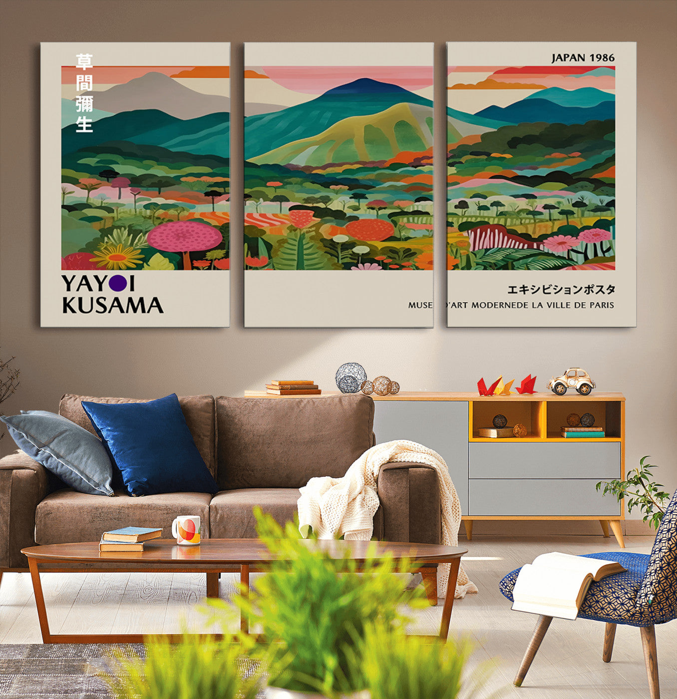 83384-MGV-CV-36X24-Yayoi Kusama Japan 1986 Canvas – Wabi Sabi Japanese Vibrant Abstract Wall Art Contemporary Canvas for Home, Office