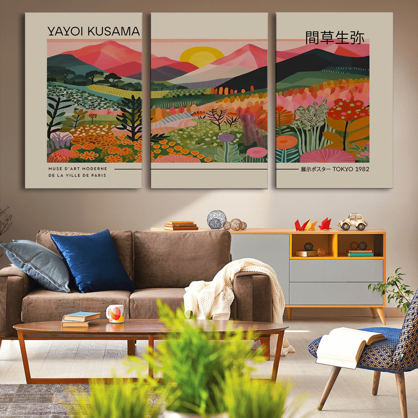 -Yayoi Kusama 1986 Wall Art Print – Yayoi Kusama Wabi Sabi Japanese Wall Art Print - Vibrant Abstract