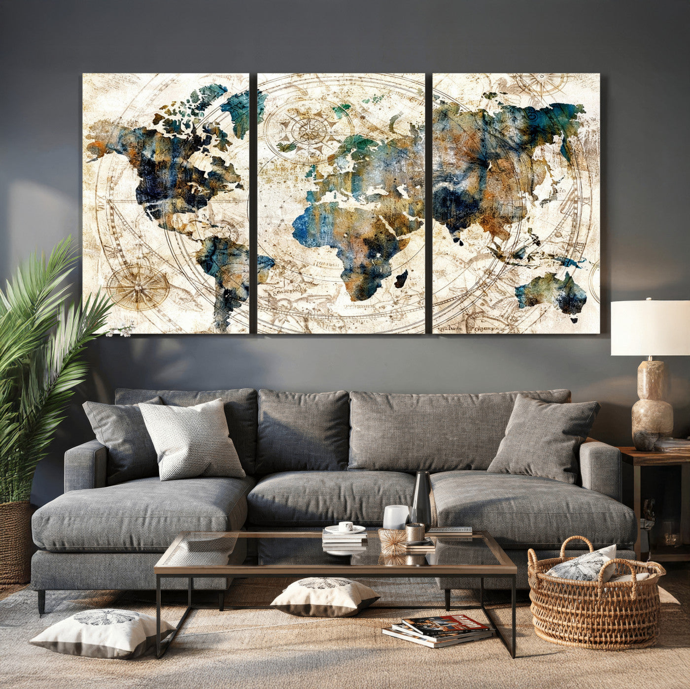 10554-MGV-CV-36X24 - Abstract World Map Art Print Canvas Print