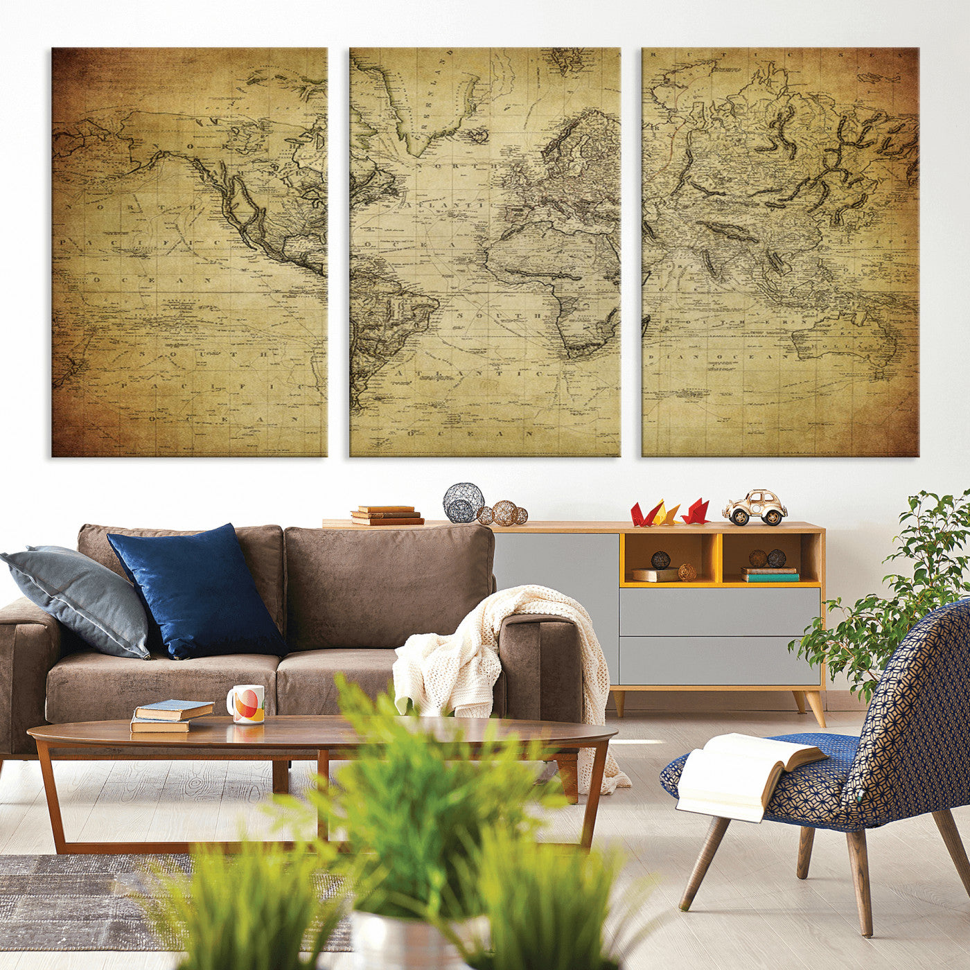 -Push Pin World Map Canvas Print – Travel Tracker Wall Art for Couples, Perfect Anniversary Gift for Home or Office Decor