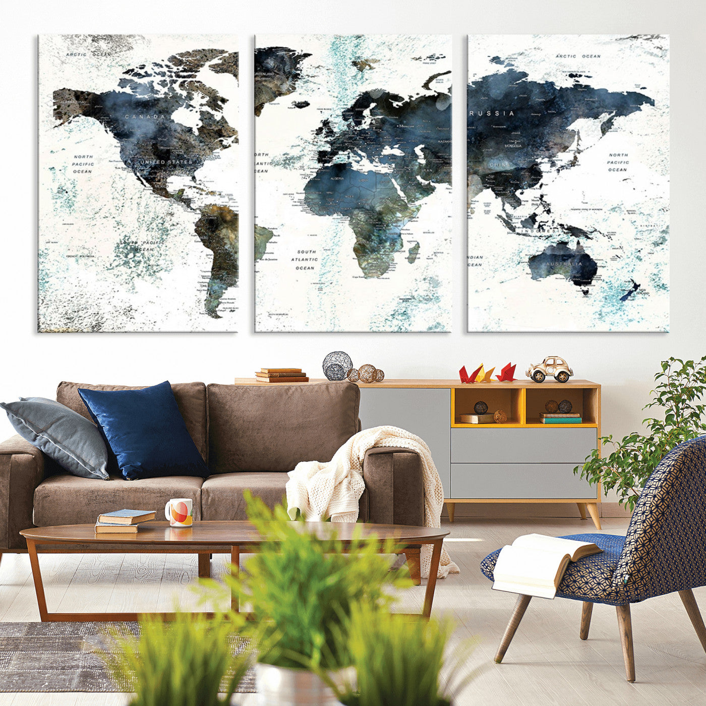 75398-MGV-CV-36X24-Push Pin World Map Canvas Print – Travel Tracker Wall Art for Couples, Perfect Anniversary Gift for Home or Office Decor