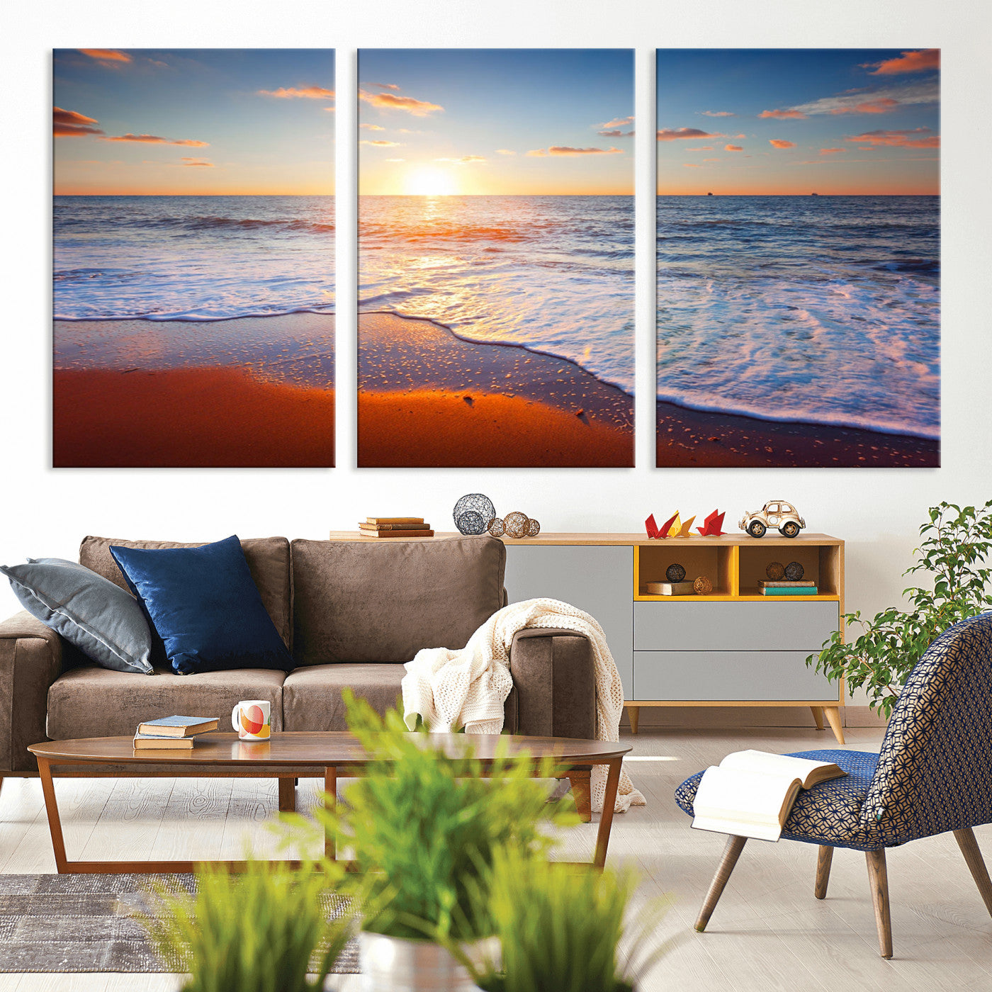 96736-MGV-CV-36X24-Ocean Beach Canvas Wall Art Beach Canvas, Coastal Sunset Tropical Island Beach Sunset Artwork Print