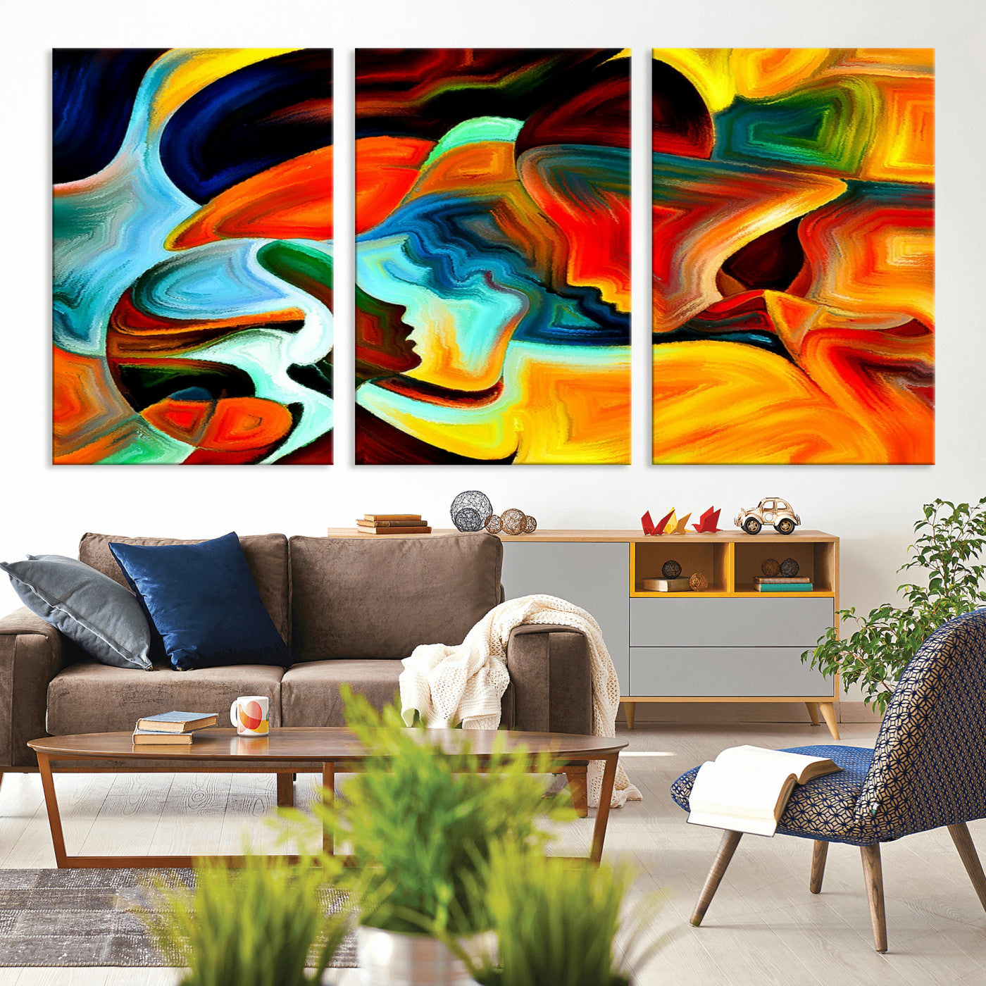 70242-MGV-CV-36X24-Human Love Figures Abstract Wall Art Canvas Print