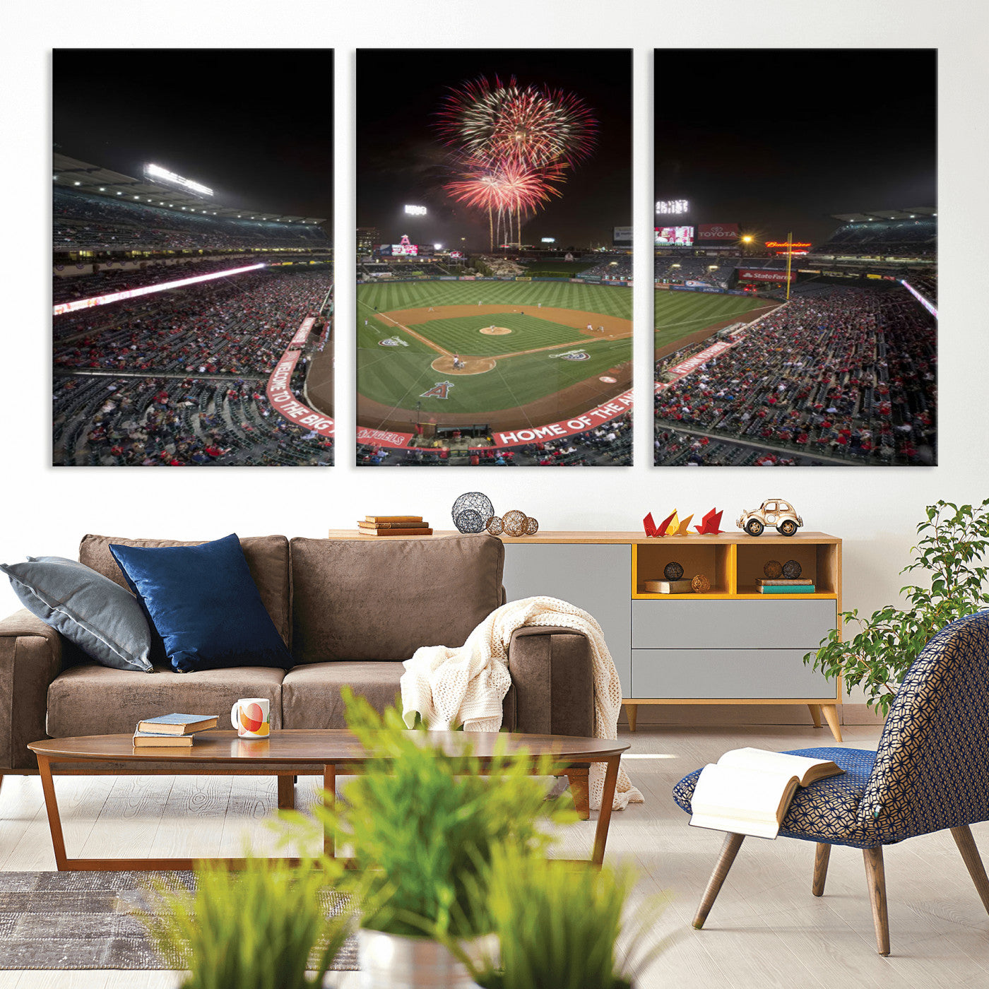 63592-MGV-CV-36X24-Fireworks at Angel Stadium – Los Angeles Angels Canvas Print, Framed Los Angeles Angels Wall Art