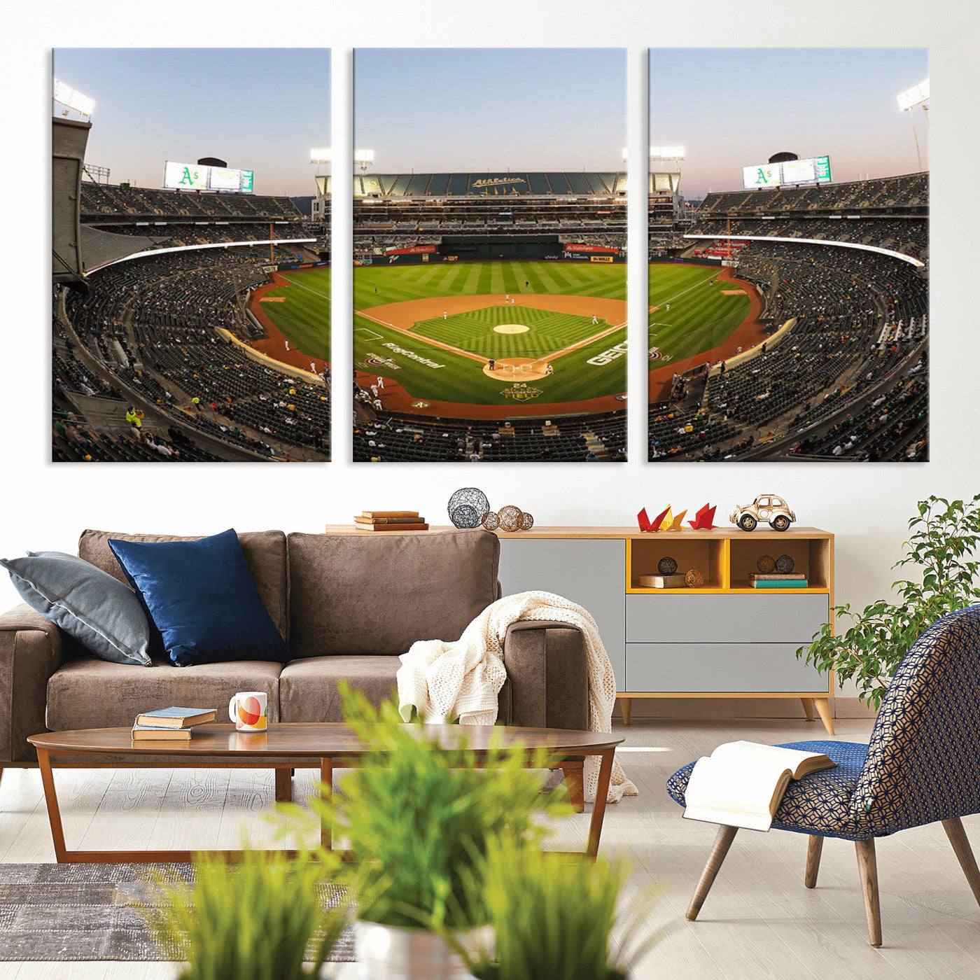 -Oakland Athletics Baseball Team Print - RingCentral Coliseum Stadium Wall Art Canvas Print