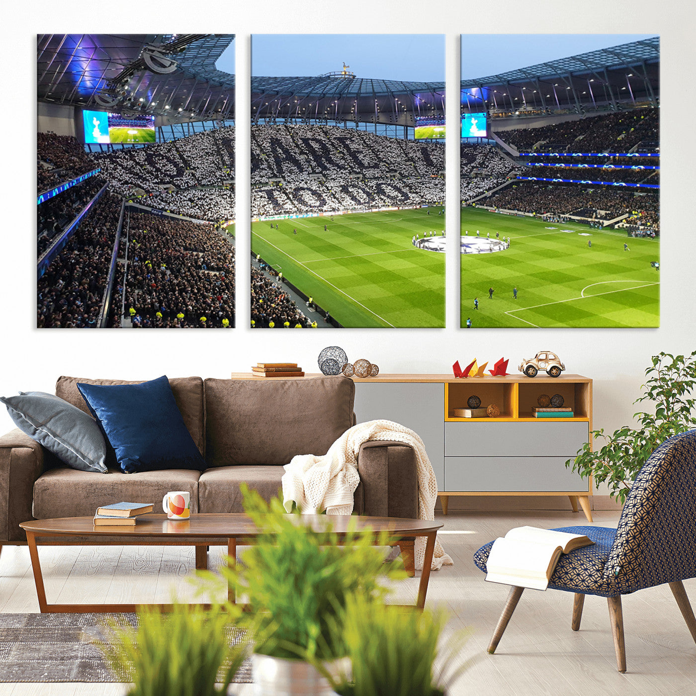 -Tottenham Hotspur Stadium Canvas Print, Match Day Triple Canvas Wall Art - Premier League Football