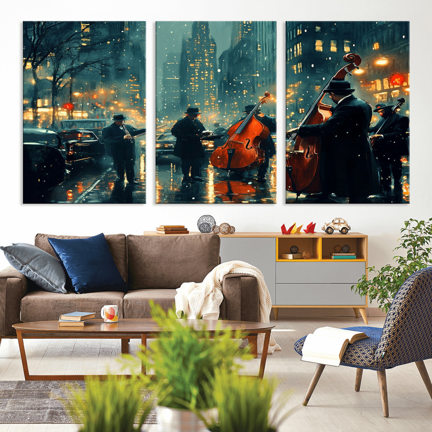 -African American Jazz Art Print - Framed Abstract Music Canvas - Colorful Instrument Poster for