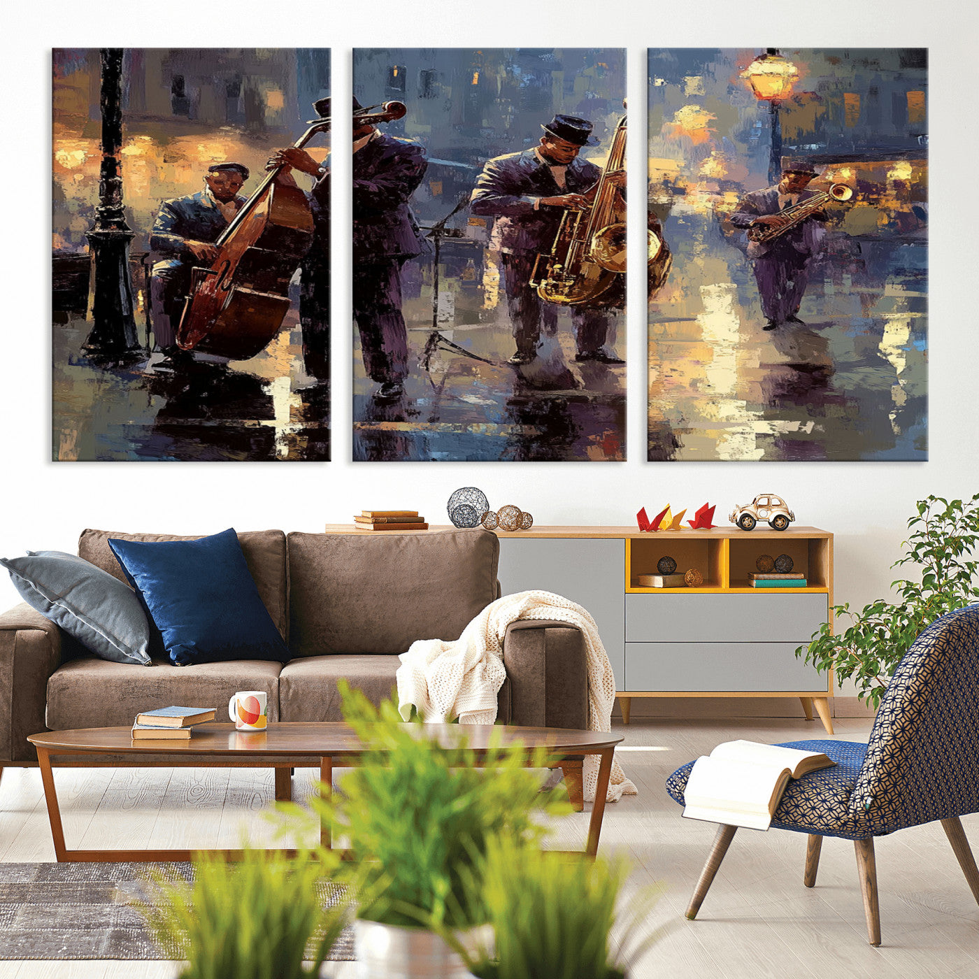 79232-MGV-CV-36X24-Afro Abstract Jazz Music Canvas Print - African American Wall Art - Colorful Framed Afro Abstract