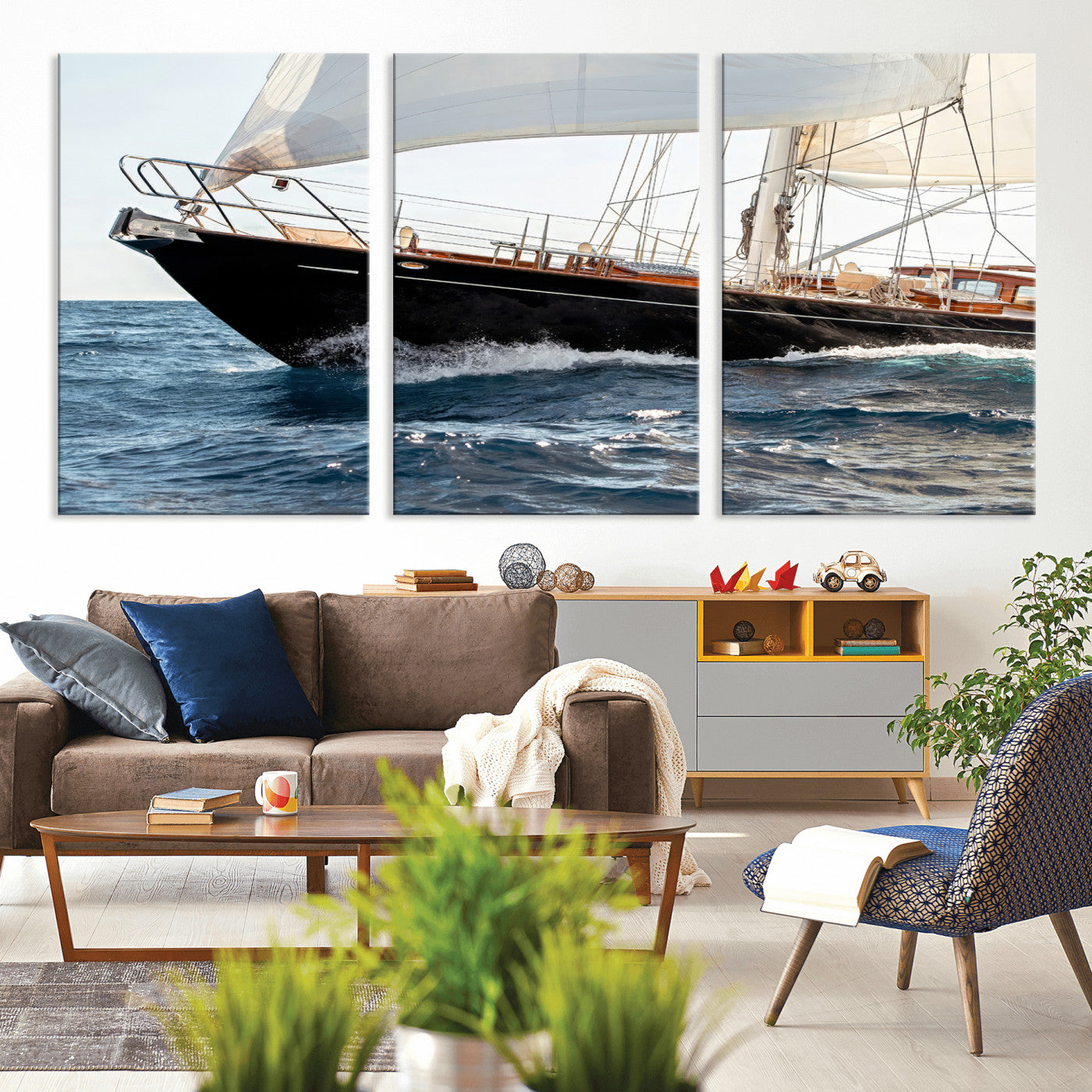 97168626-MGV-CV-36X24 - Boat Yacht Wall Art – Ocean Waves & Sailing Adventure Canvas Print, Nautical Elegance & Marine Journey for Living Room or Luxury Decor