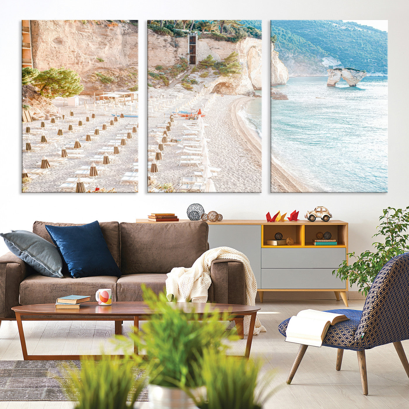 -Beach Wall Art Canvas Print, Framed Coastal Art Picture Print, Summer Shore Perfect Coastal Decor