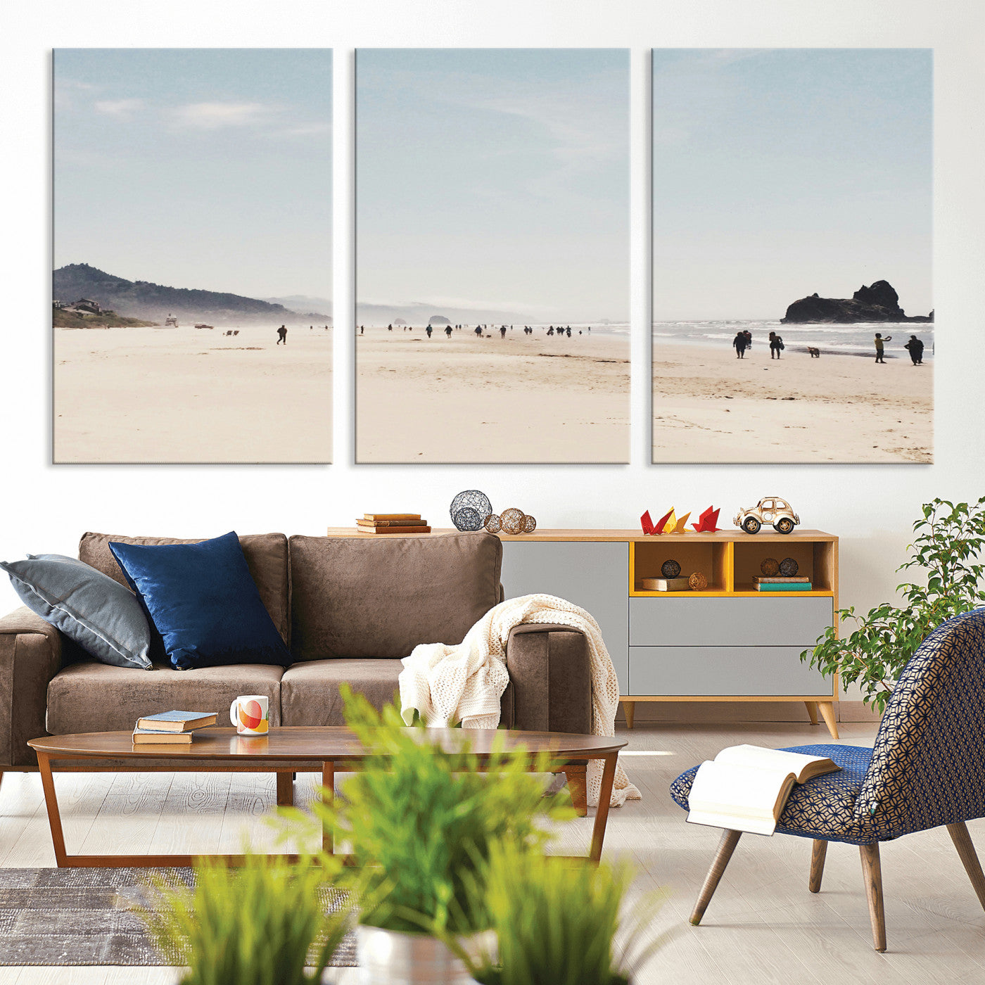 28307820-MGV-CV-36X24-Minimalist Beach Wall Art Canvas Print – Framed Coastal Serenity Soft Sand Nature Scene Artwork for Home Office