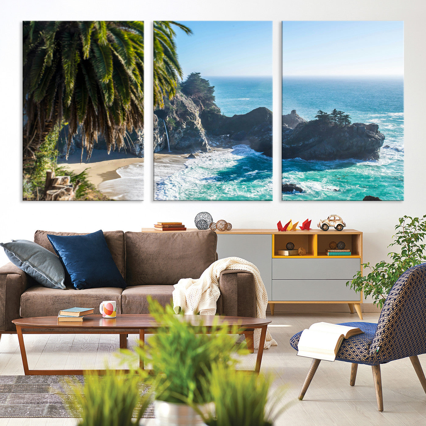 49714835-MGV-CV-36X24-Big Sur Wall Art Canvas Print – Framed California Coastline Tropical Ocean Photography Scenic Artwork for Home Office