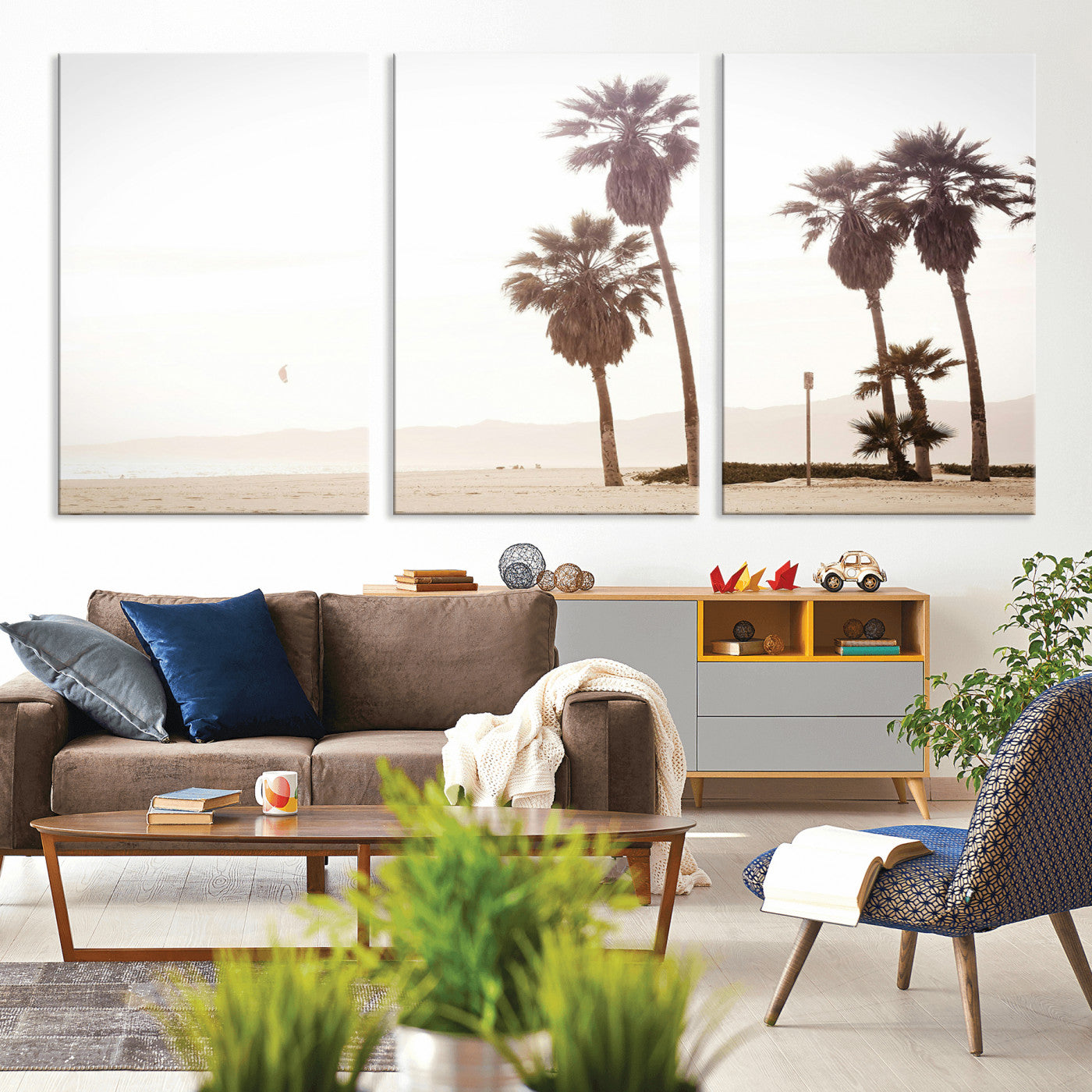 -Coastal Light Wall Art Canvas Print – Relaxing Shoreline Minimalist Ocean Tropical Serenity Artwork for Home, Office