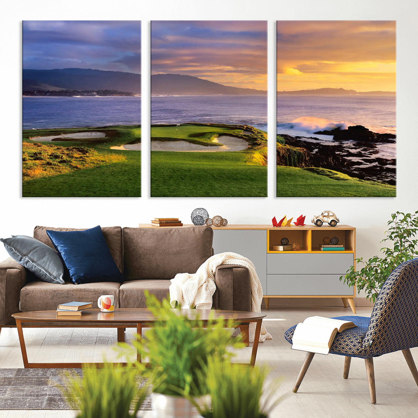 73699248-MGV-CV-36X24-Pebble Beach Golf Wall Art Canvas Print – Iconic Coastal Golf Course Artwork for Home, Office, Living Room