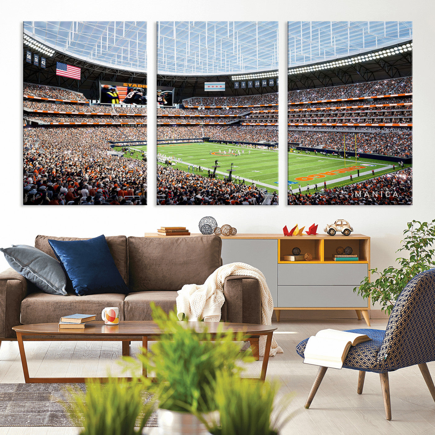 -Chicago Bears Soldiers Field Wall Art Canvas Print – Framed Football Stadium Artwork for Home, Office, Living Room