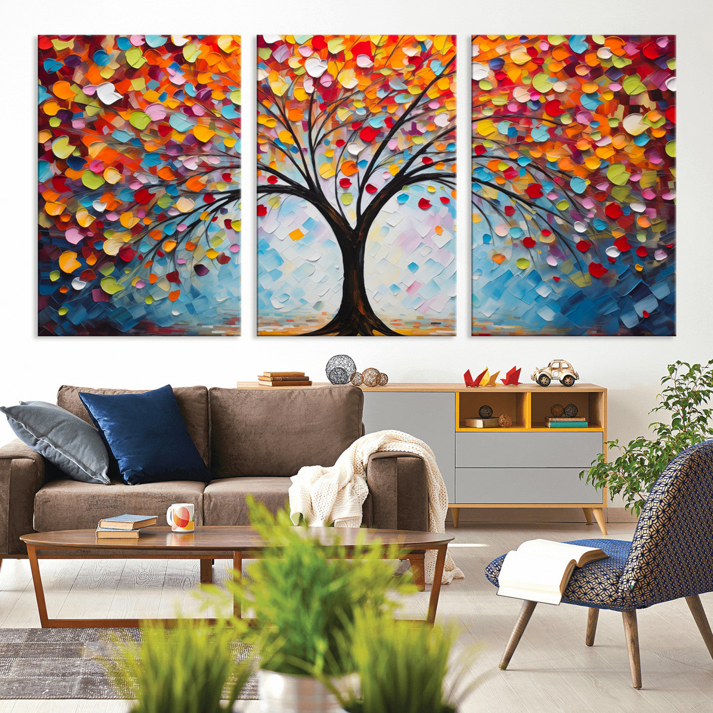 HS2447-MGV-CV-36X24-Vibrant Tree of Life Canvas Wall Art – Colorful Abstract Nature in Modern Decor - Ready to Hang