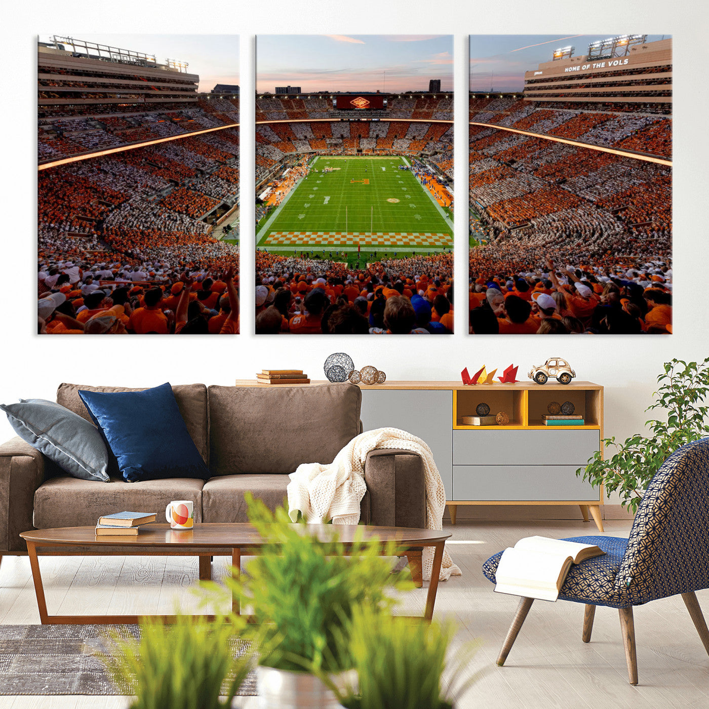 37160229-MGV-CV-48X32-3P-Tennessee Neyland Stadium Wall Art, Sports Arena Canvas Print, Panoramic Stadium Canvas Artwork for Home, Office