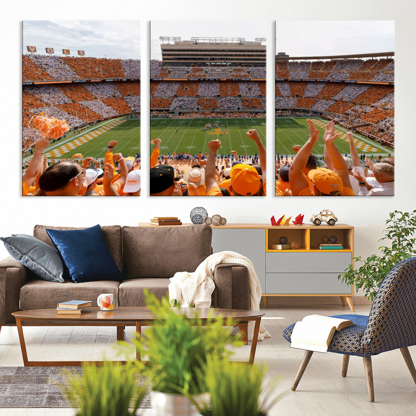 76011417-MGV-CV-60X30-3P - Tennessee Neyland Stadium Wall Art, Sports Arena Canvas Print, Panoramic Stadium Artwork for Home, Office