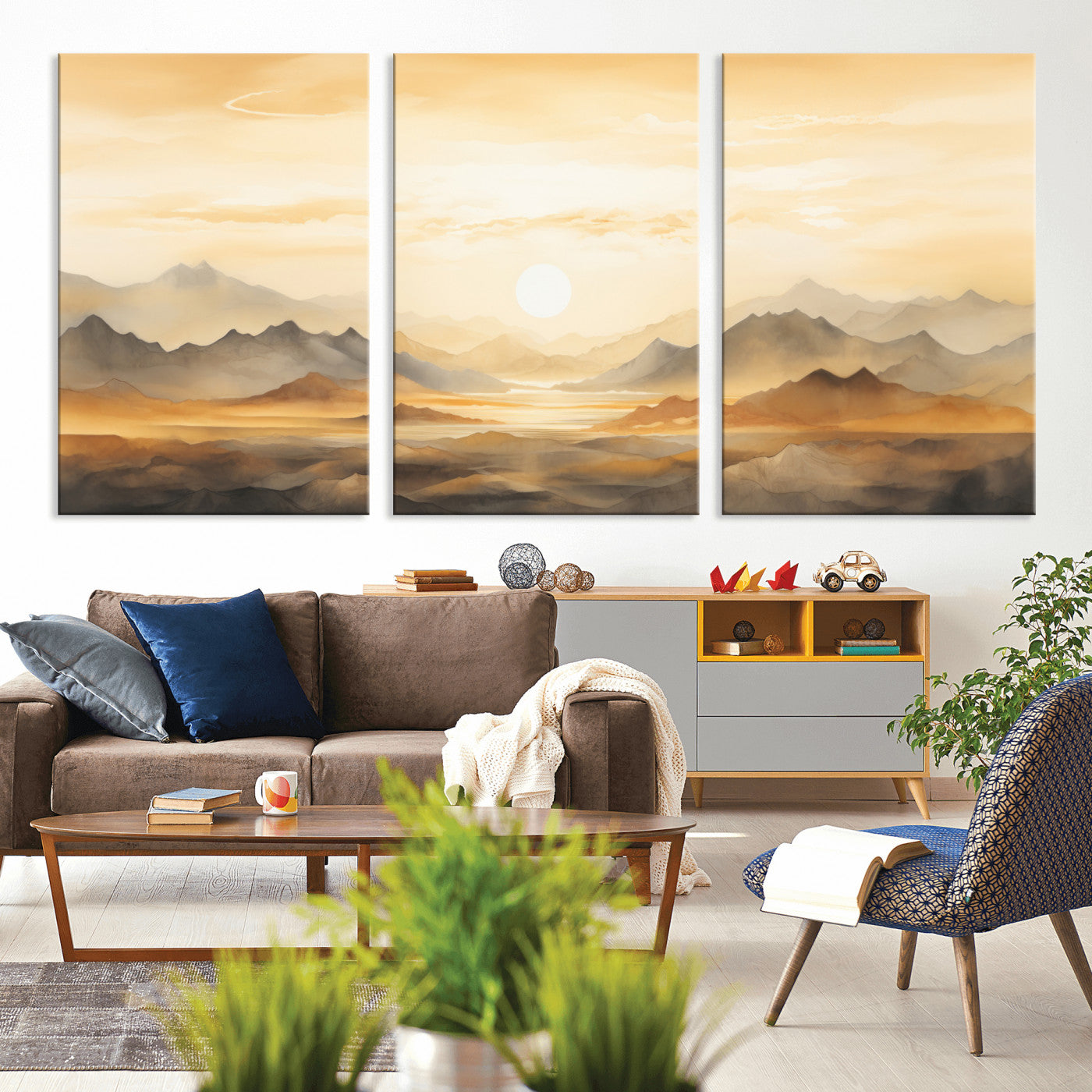 Nihat1-29-MGV-CV-36X24-Sepia Color Abstract Mountain Wall Art Canvas Print