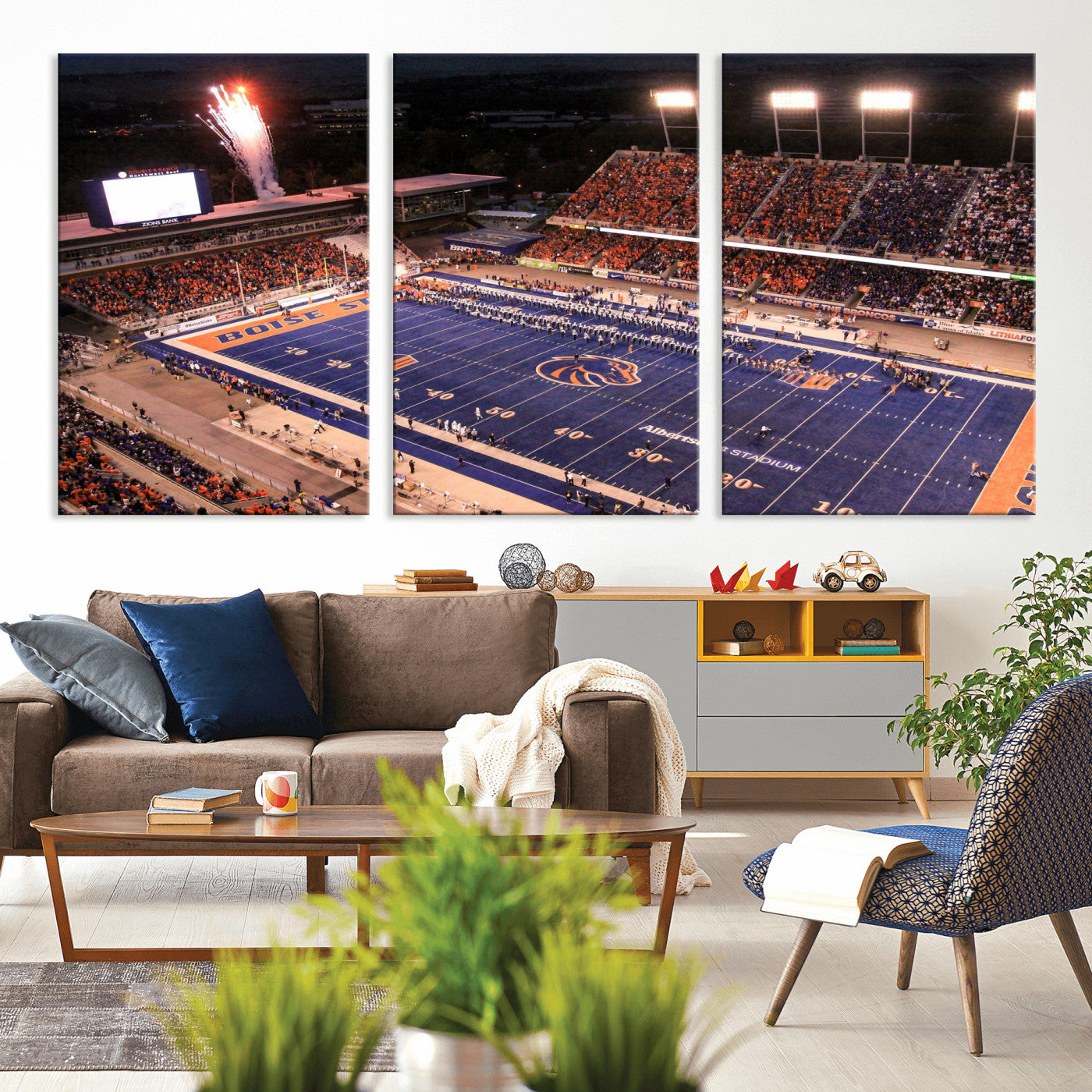 58849575-MGV-CV-36X24 - Boise State Stadium Large Wall Art Canvas Print for Living Room Office Wall Decor