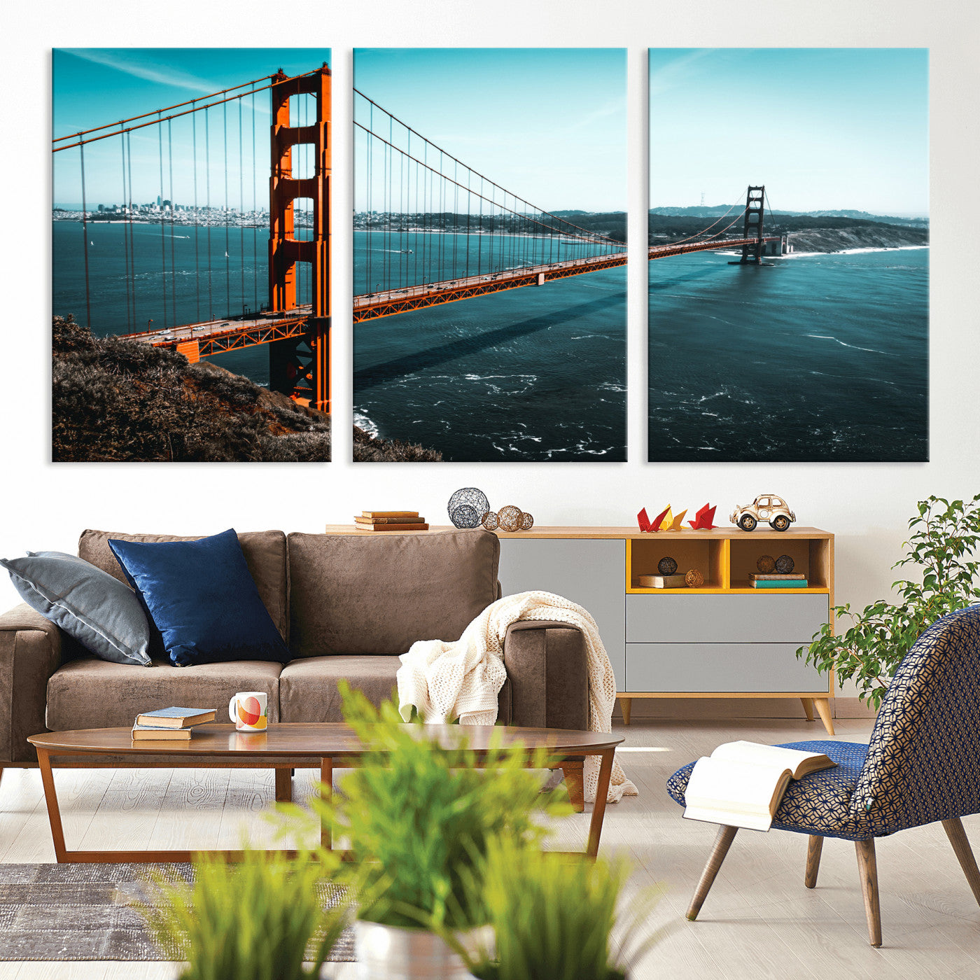 73996404-MGV-CV-36X24 - Golden Gate Bridge Wall Art Canvas Print – San Francisco Landmark Photography Artwork Print for Living Room, Office, and Modern Decor