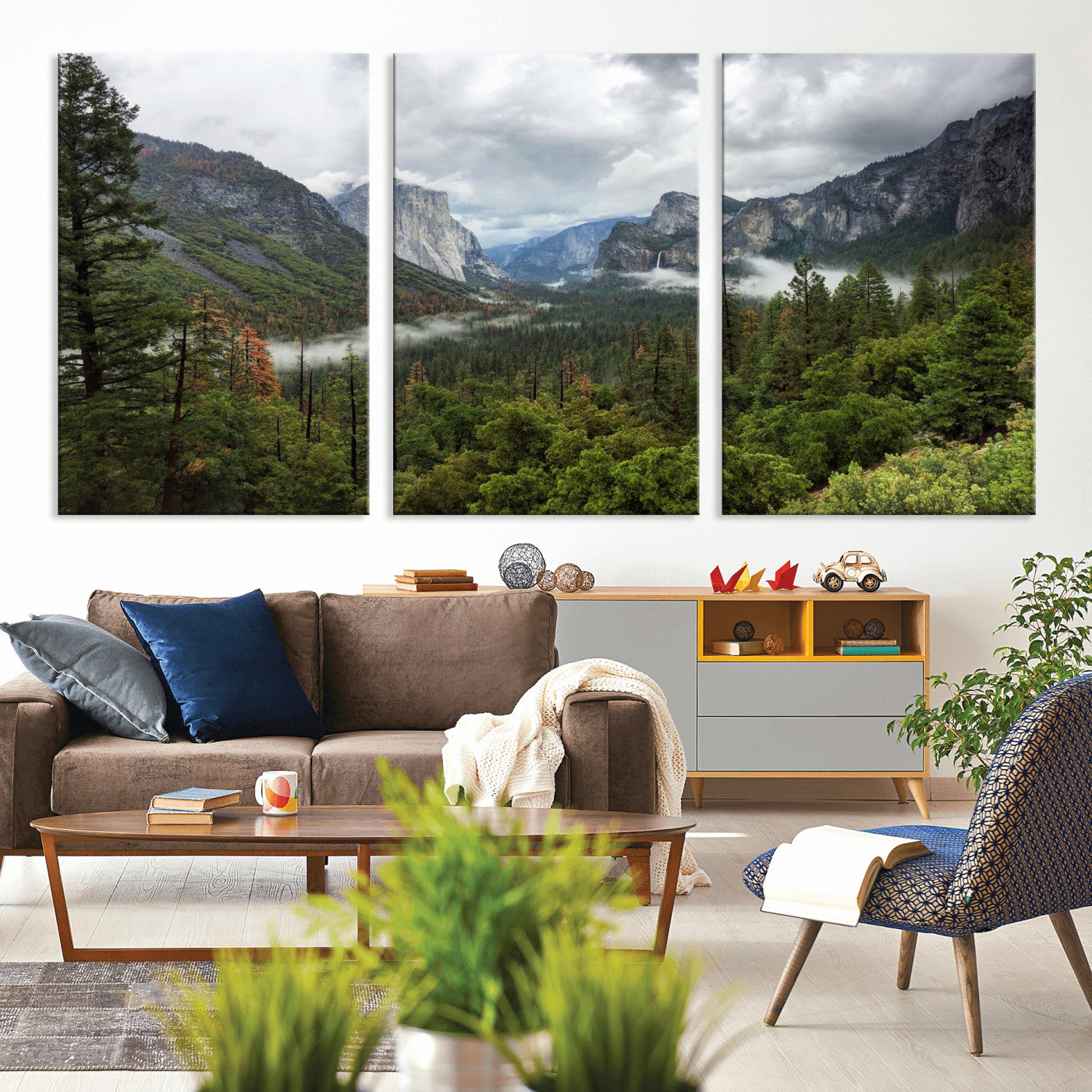 46168759-MGV-CV-36X24 - Yosemite Valley Wall Art Canvas Print, El Capitan Mountain Landscape Nature Wall Decor