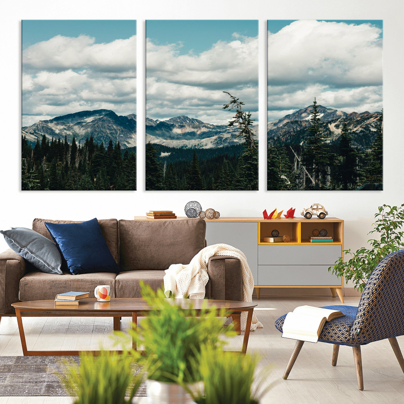 30416773-MGV-CV-36X24 - Mountain Forest Wall Art Canvas Print, Alpine Pine Tree Landscape Photography, Scenic Wilderness Mountain View, Nature Wall Decor