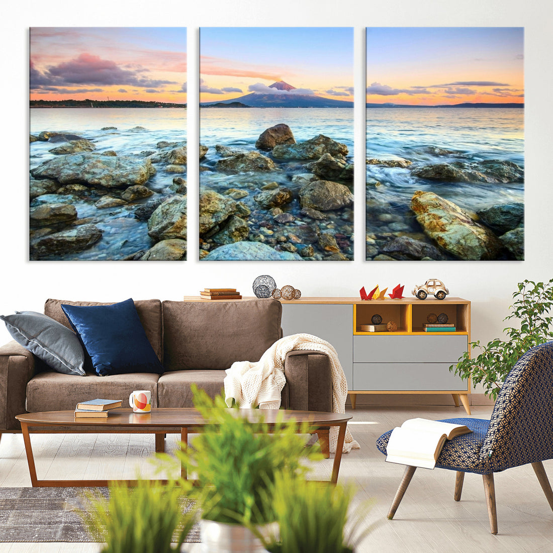 Mayon Volcano Seascape Wall Art Canvas Print, Tropical Ocean Shore Philippines Coastal Scenery