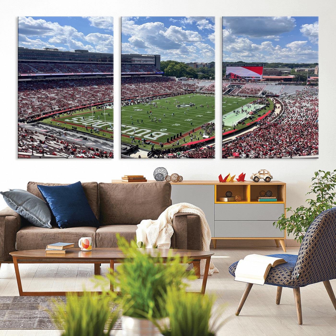 10665453-MGV-CV-36X24 - Georgia Bulldogs Stadium Wall Art Canvas Print, Sanford Stadium Football Field Panorama, College Football Game Day Wall Decor