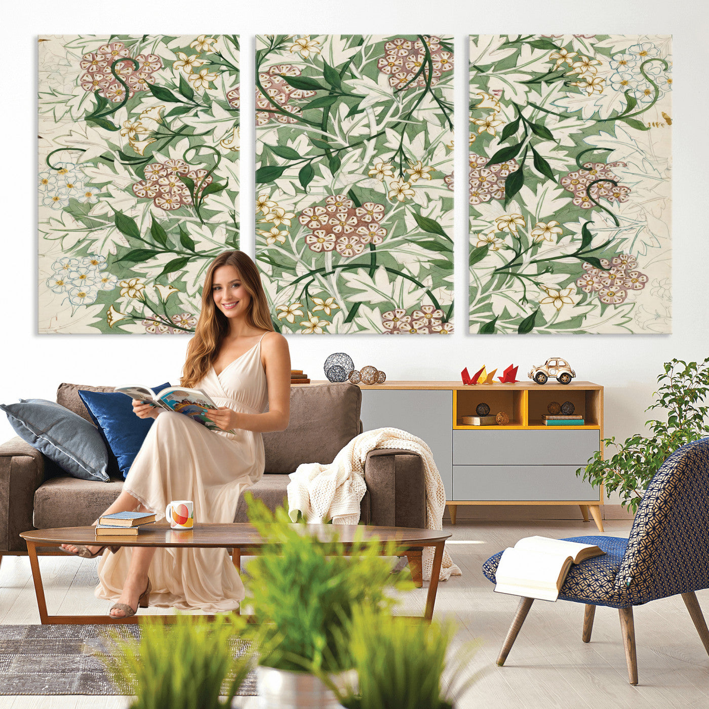 33560597-MGV-CV-36X24 - William Morris Jasmine 1872 Canvas Wall Art — Arts and Crafts Botanical Print | Vintage Green Floral Decor | Cottagecore Gift | Classic Art