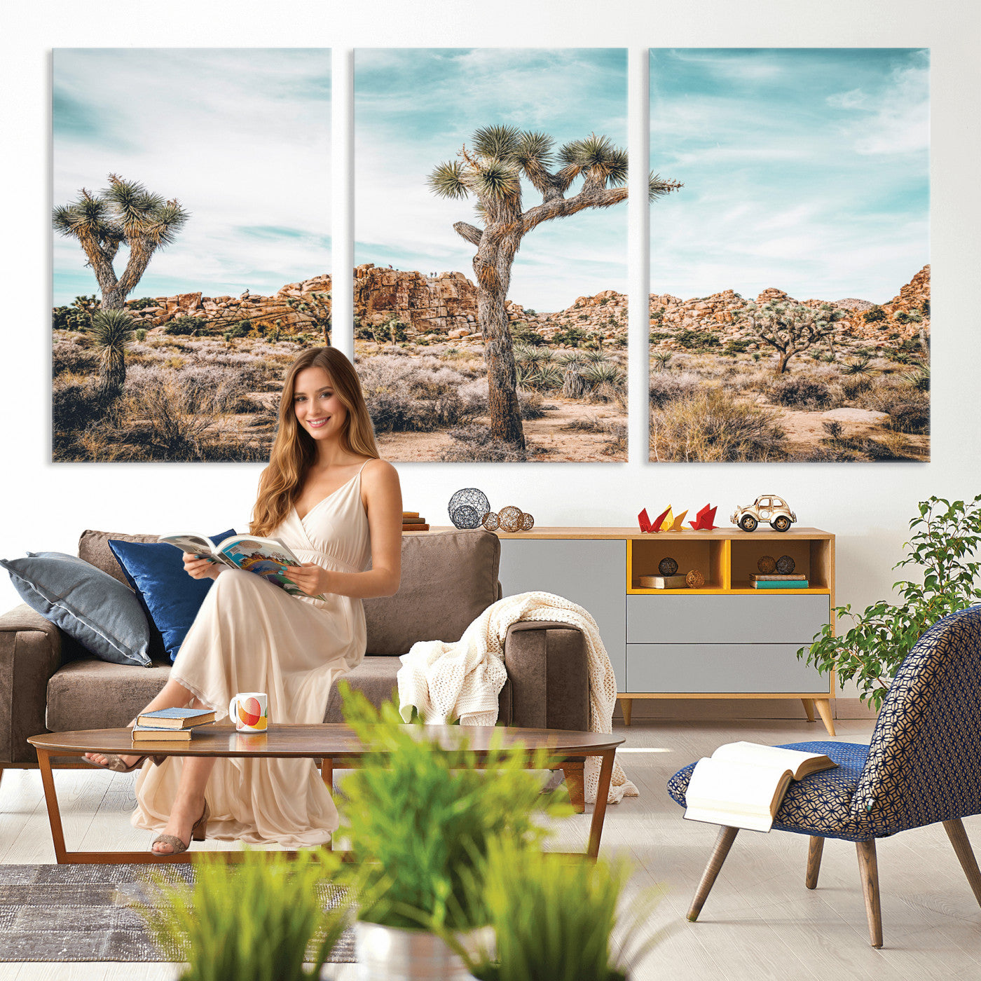 41451127-MGV-CV-36X24 - Joshua Tree National Park Canvas Wall Art Print, Desert Landscape Photography, Southwest Nature Decor - Ready to Hang