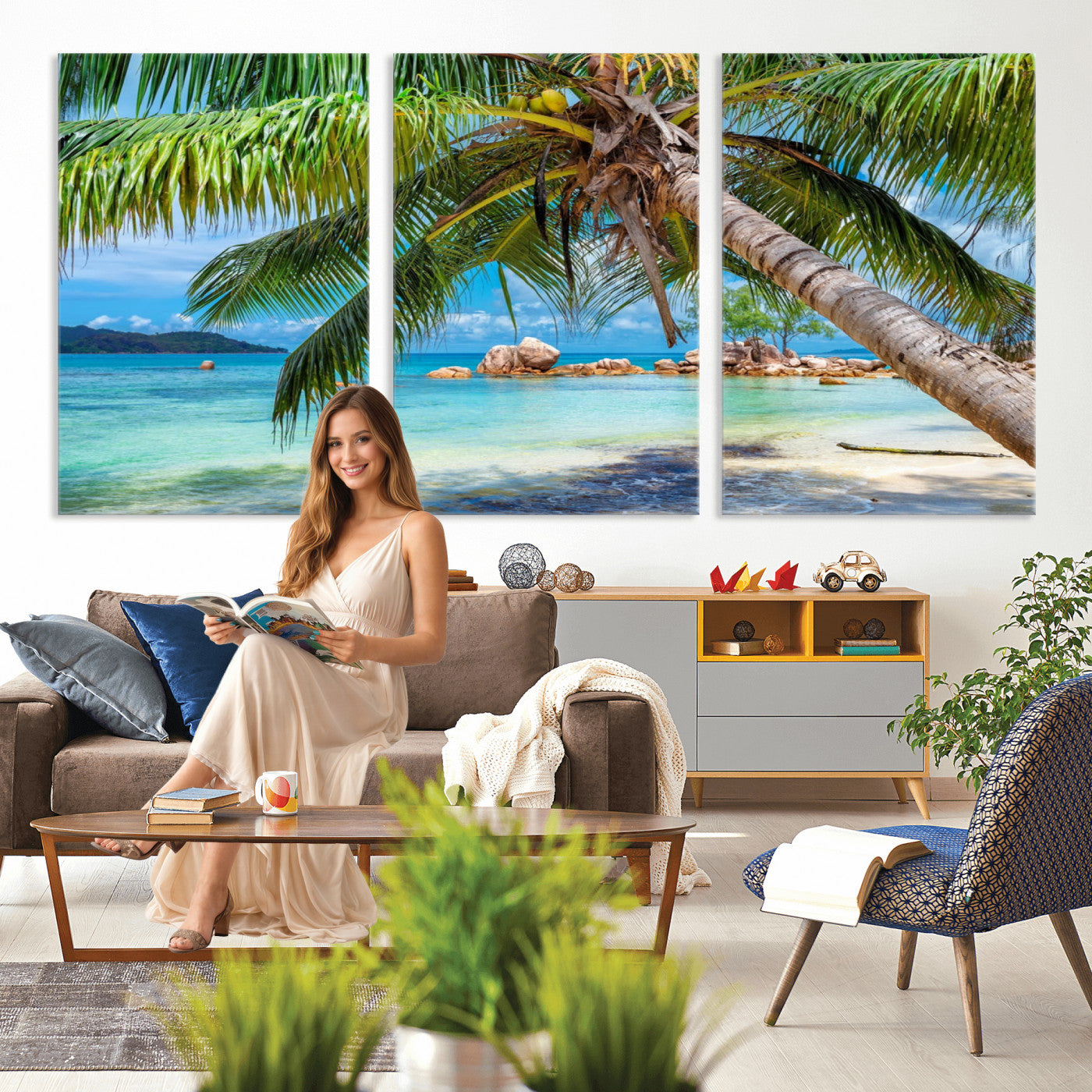 86824715-MGV-CV-36X24 - Seychelles Beach Canvas Wall Art - Anse Volbert Praslin Island Print
