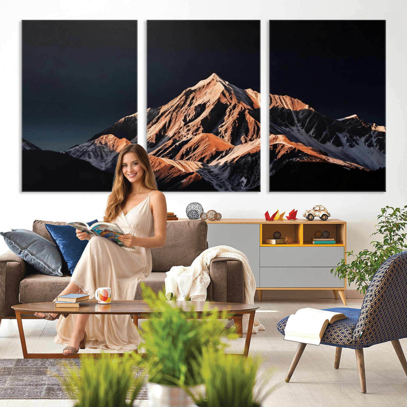 10196184-MGV-CV-36X24 - Snow Mountain Wall Art Canvas Print for Living Room Decor